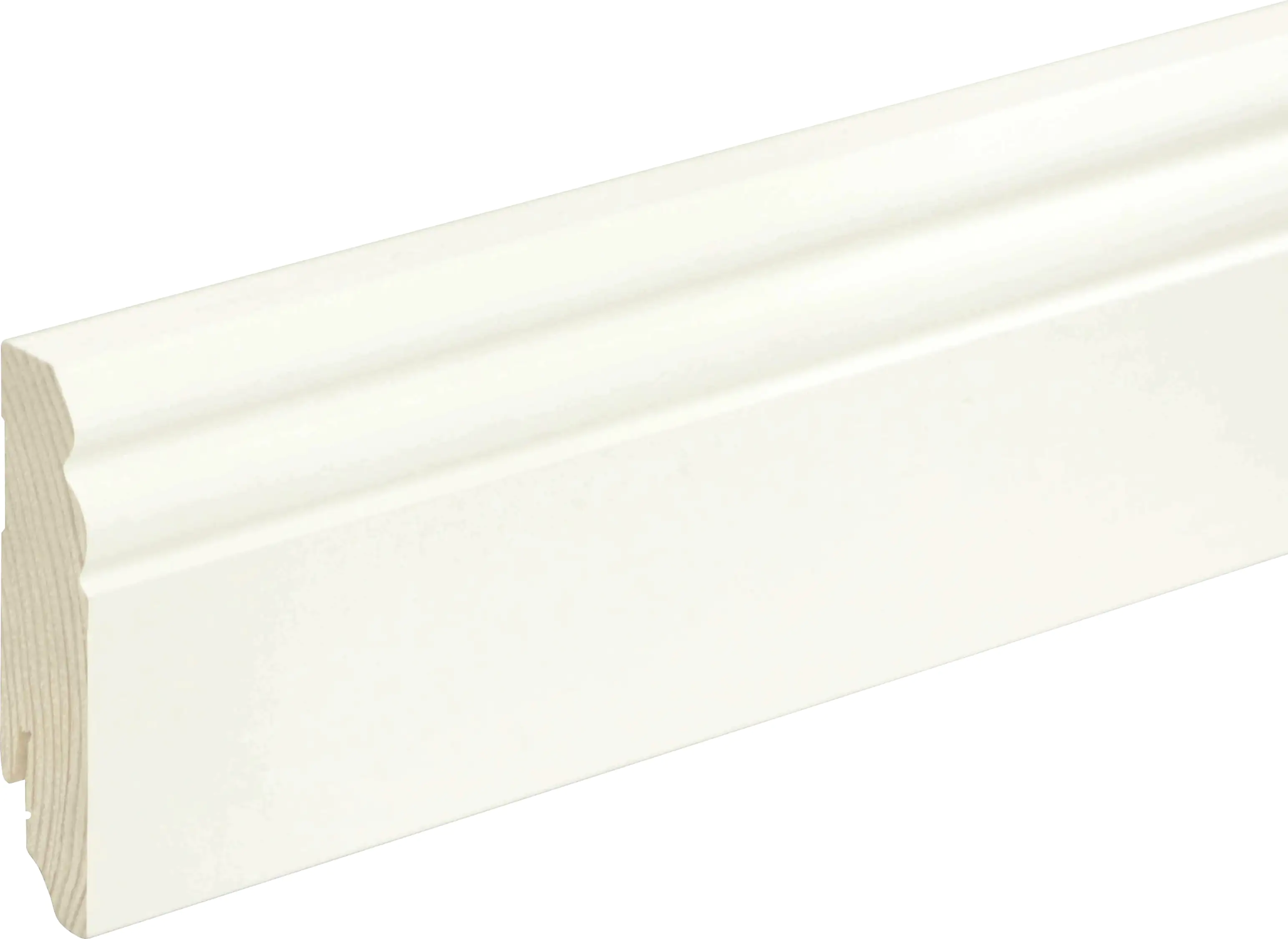 FN Neuhofer Sockelleiste profiliert RAL9010 240 cm 80 x 18 mm Fichte/Kiefer