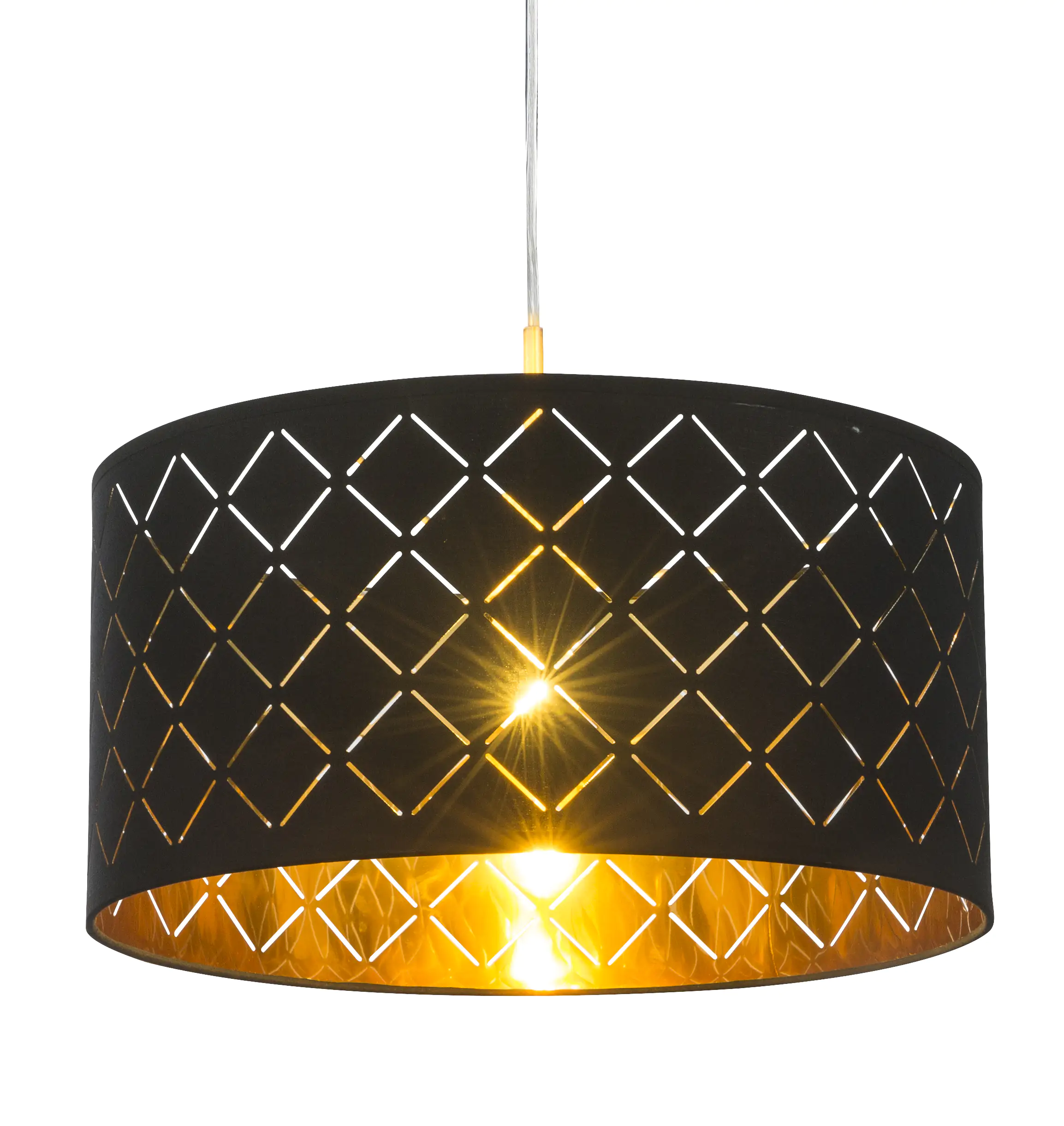 9007371355013_2 Globo Hängeleuchte Clarke schwarz-gold Ø 40 cm E27, max. 40 W