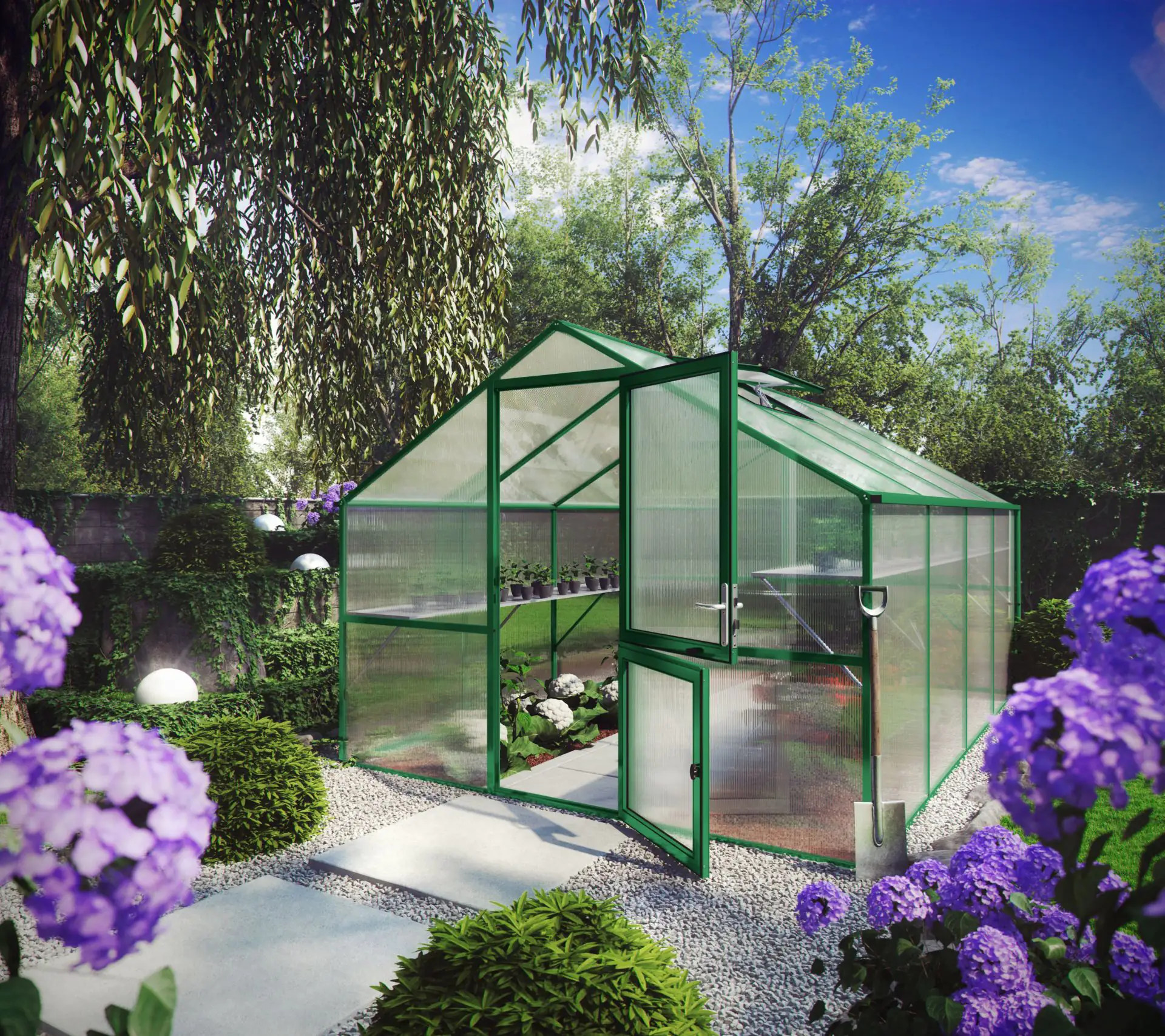 4260120340134_1078466 KGT Gewächshaus Orchidee IV 4,29 x 2,97 x 2,15 m, moosgrün