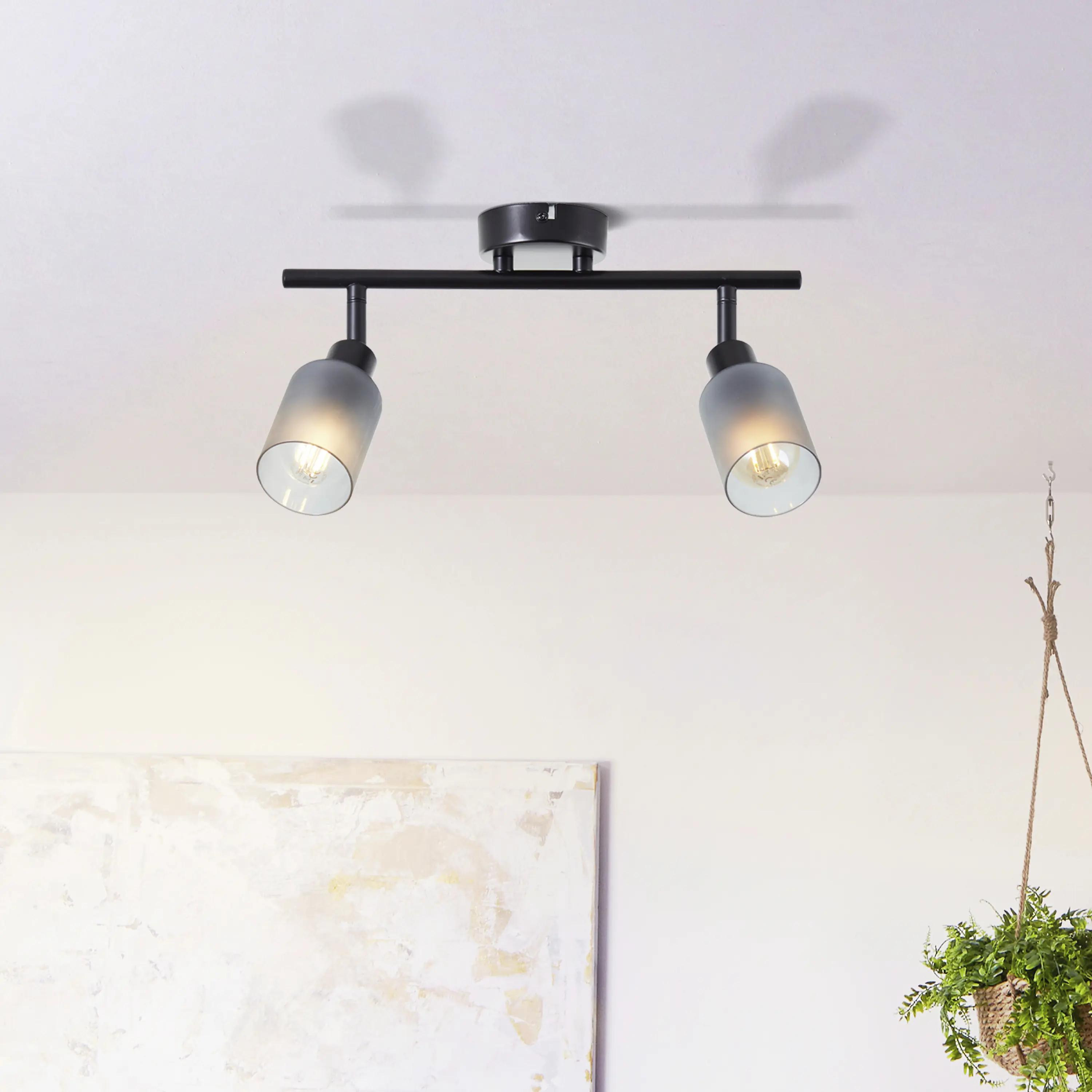 Brilliant Deckenstrahler Loralie 2er Spot Balken E14 schwarz rauchglas