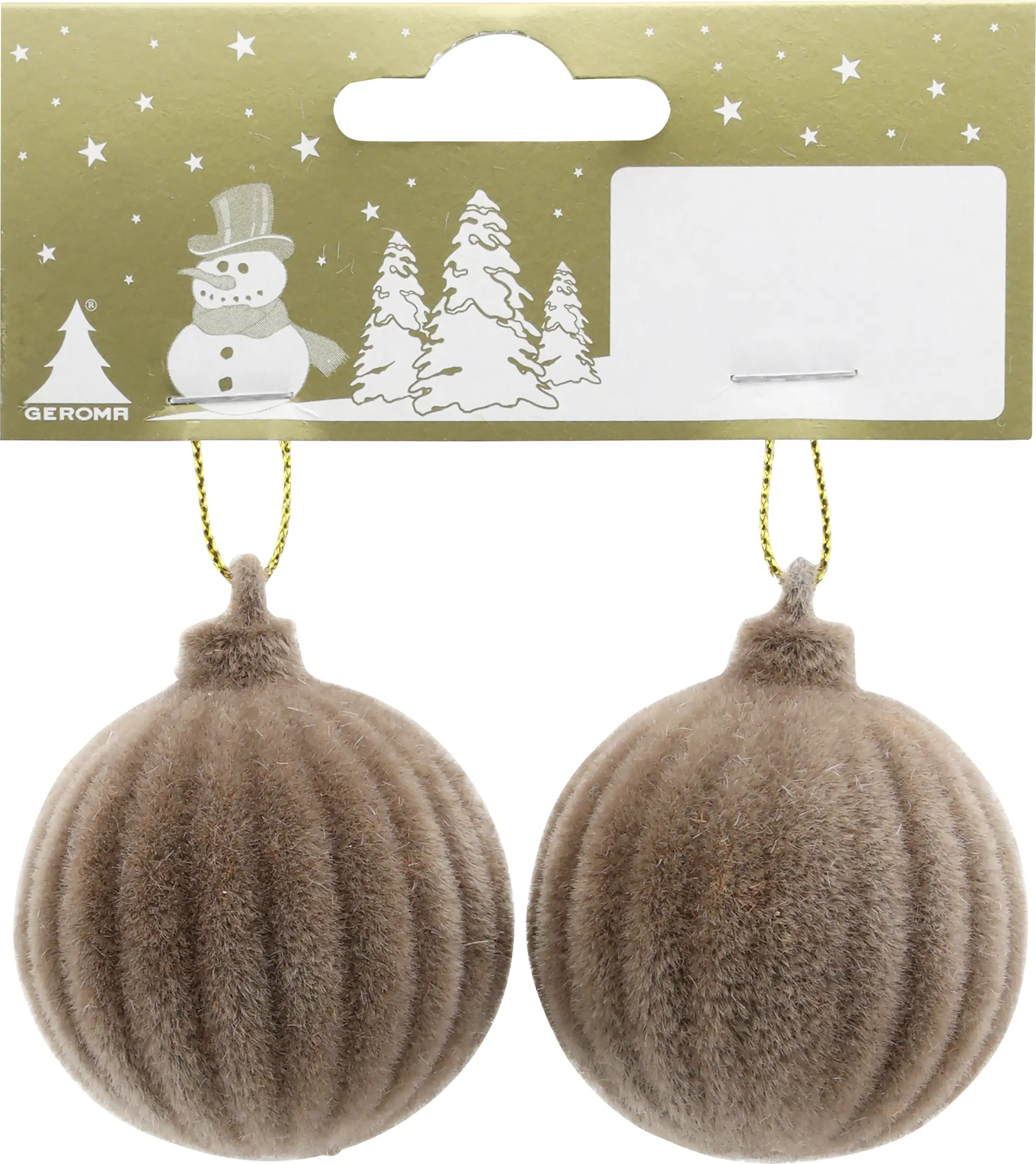 Weihnachtskugel beflockt aus Kunststoff Ø 4,5 cm braun - 2 Stück