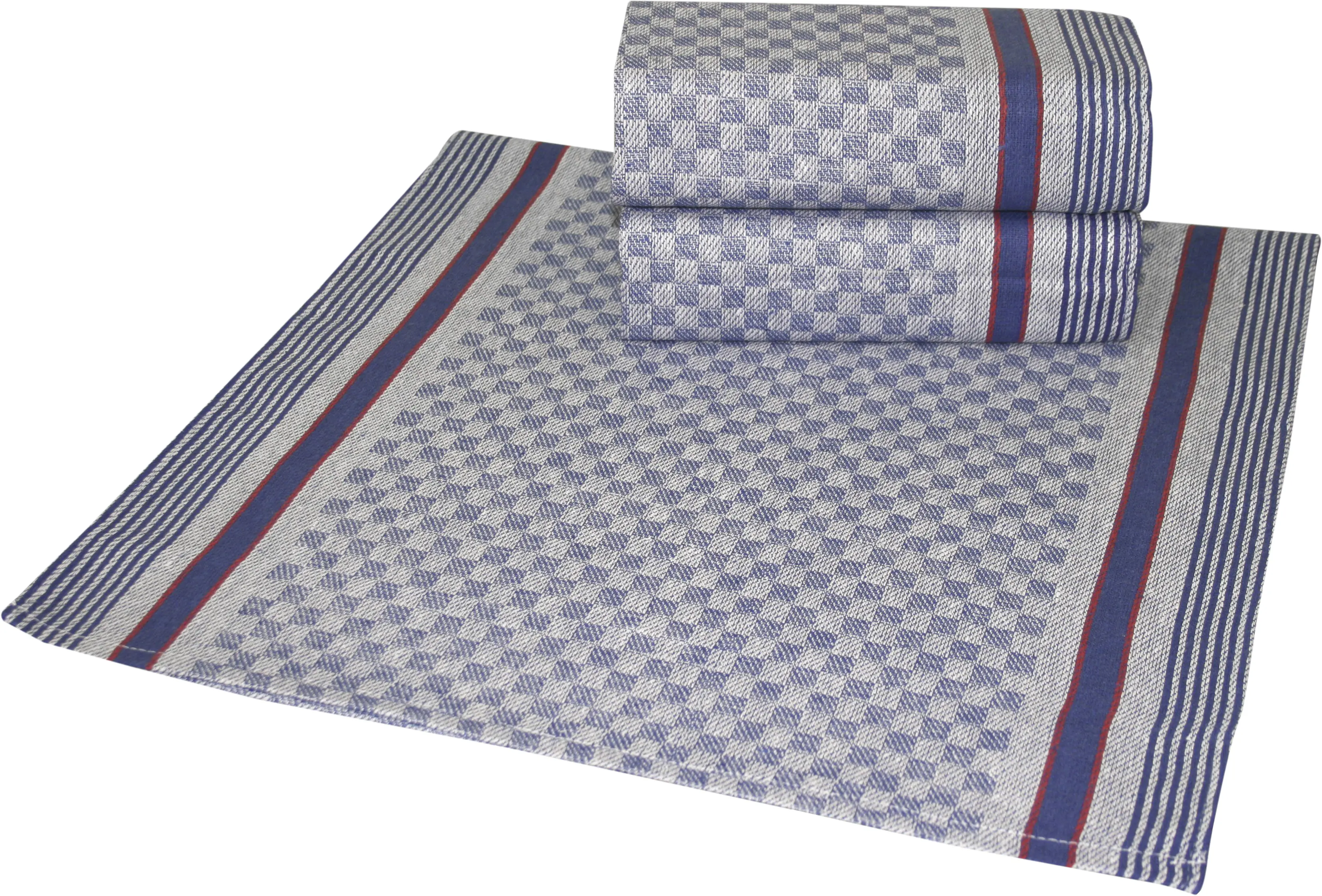 Geschirrtuch glatt mit Karo Muster Baumwolle 50 x 100 cm blau grau