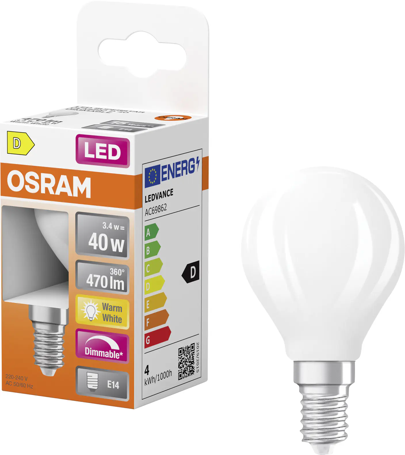 Osram LED Leuchtmittel E14 Superstar Classic 3,4W matt dimmbar warmweiß