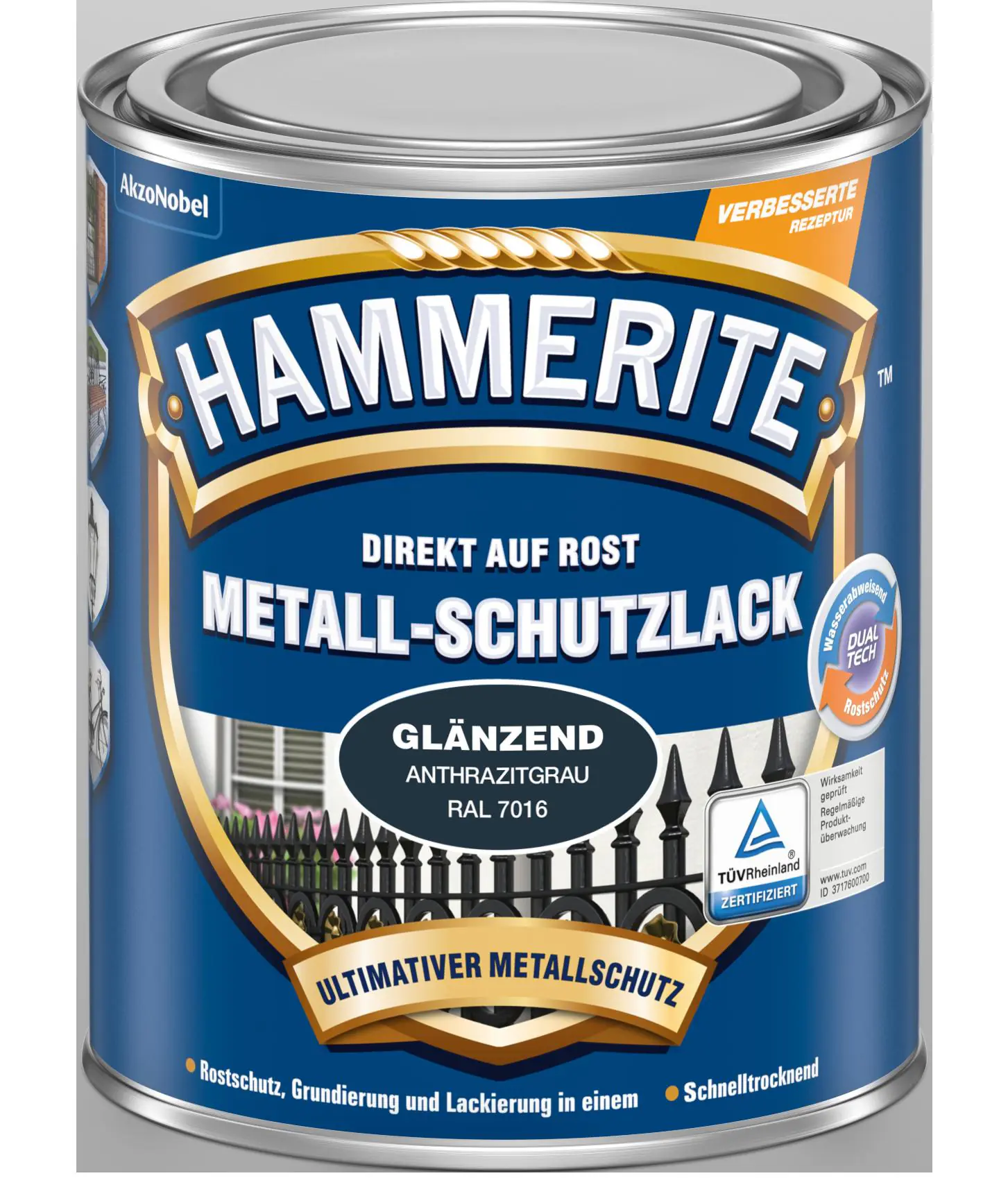 Hammerite Metall-Schutzlack 250 ml anthrazitgrau glänzend