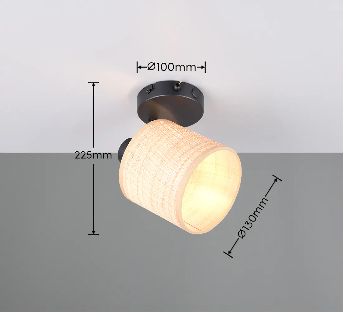 Trio Wandlampe 1er Spot Aimee 22 cm schwarz matt/natur