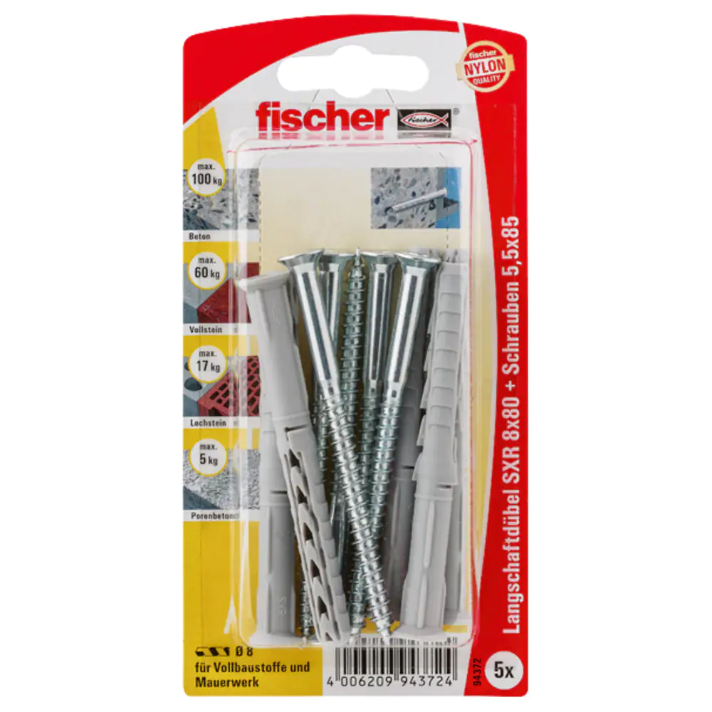 Fischer Langschaftdübel SXR 8.0 x 80 mm - 5 Stück Fischer Langschaftdübel SXR 8.0 x 80 mm - 5 Stück