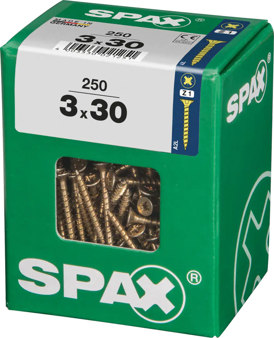 Spax Universalschrauben 3.0 x 30 mm PZ 1 - 250 Stk. Spax Universalschrauben 3.0 x 30 mm PZ 1 - 250 Stk.