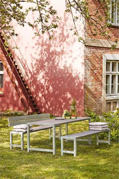 Plus Plankenbank 176 x 38 x 44 cm graubraun Plus Plankenbank 176 x 38 x 44 cm graubraun