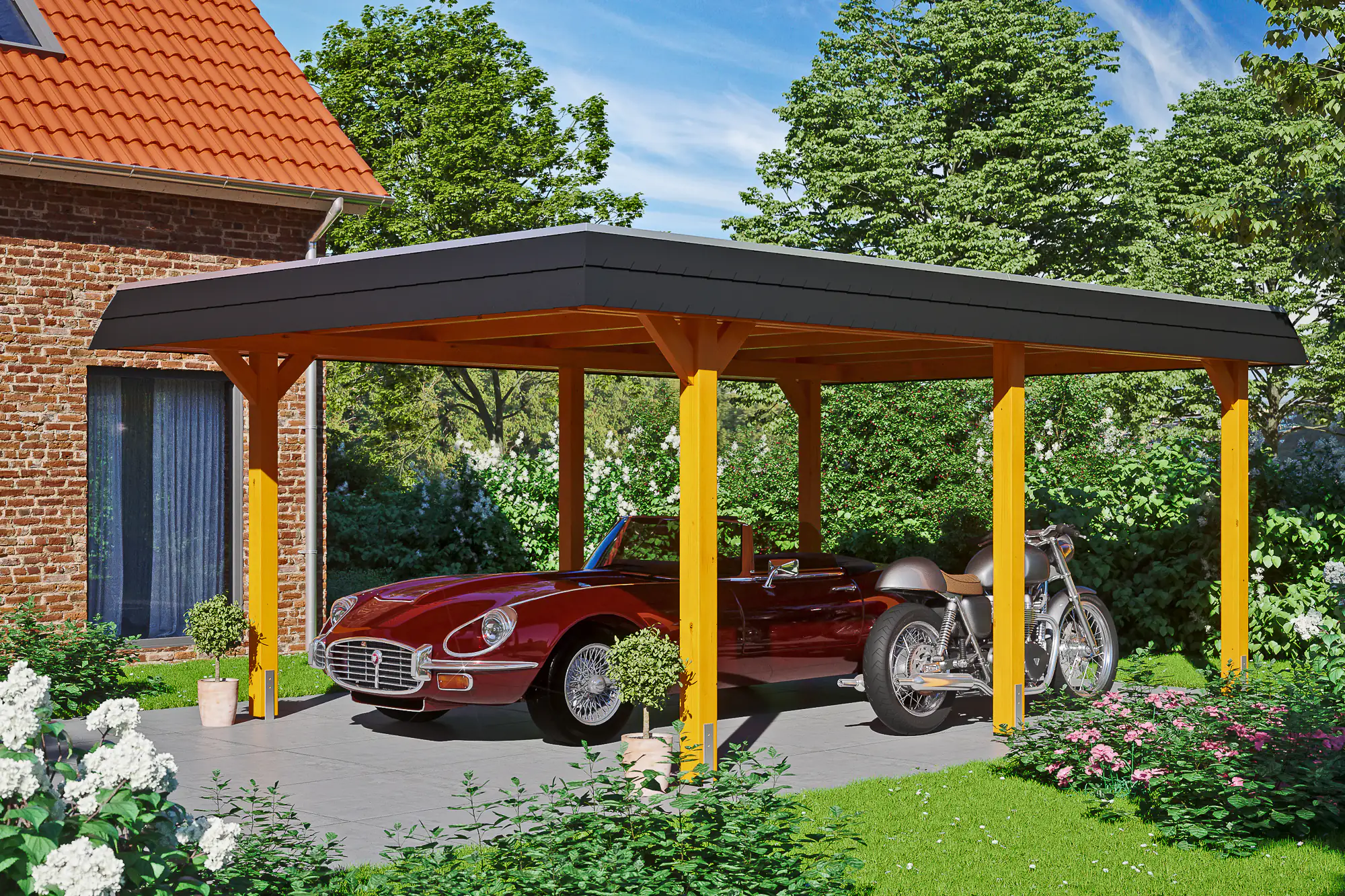 SKAN HOLZ Carport Wendland 409 x 628 cm mit EPDM-Dach