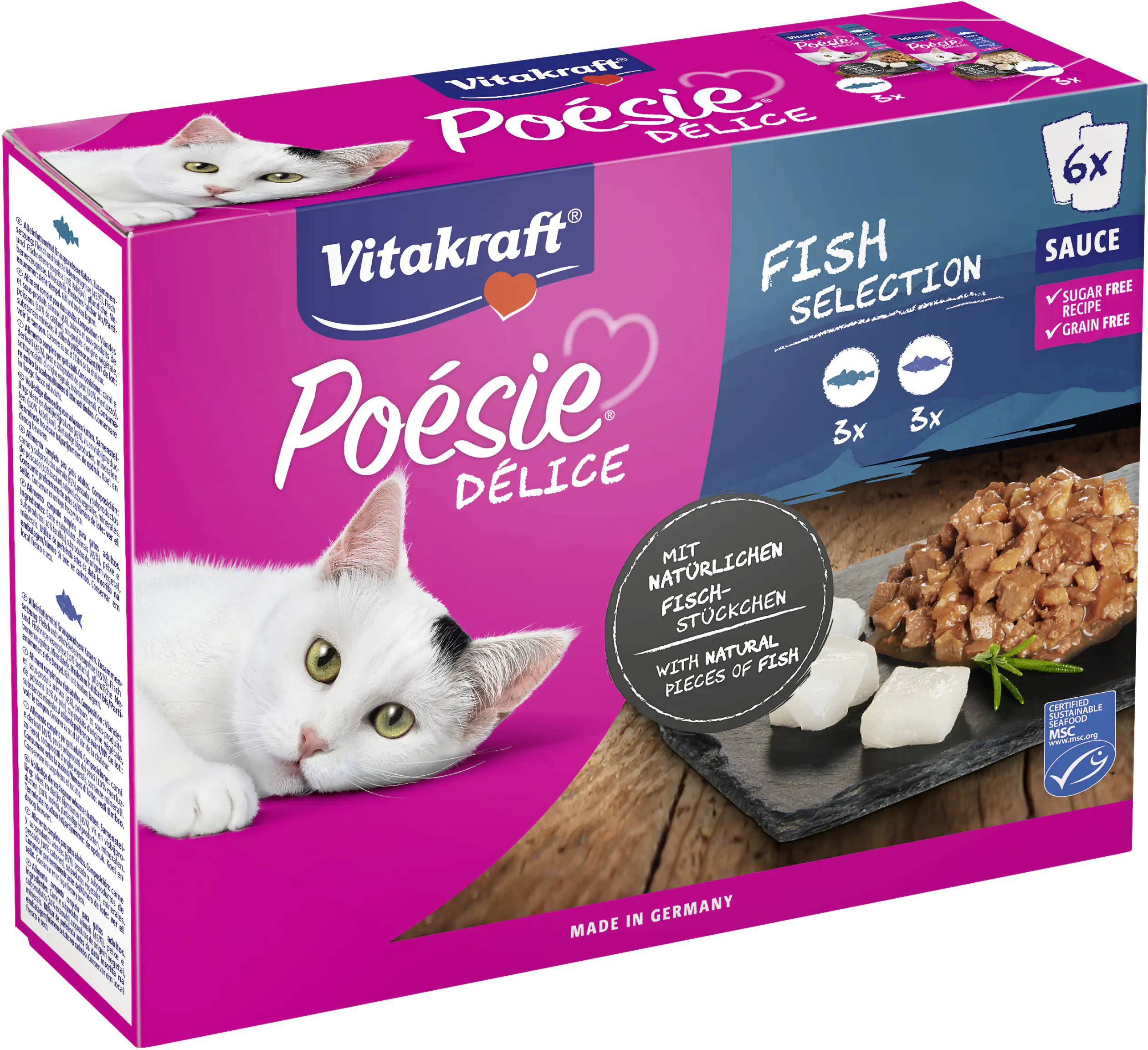 Vitakraft Poésie Katzenfutter Délice Sauce Fish Selection 6 x 85 g