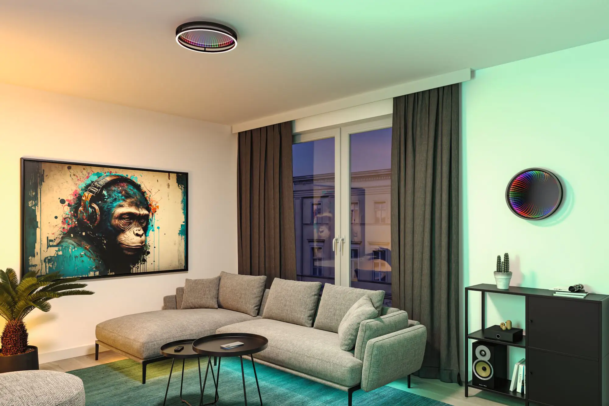 Paulmann LED Deckenleuchte Spaceglow One schwarz matt Ø 39 cm RGBW Paulmann LED Deckenleuchte Spaceglow One schwarz matt Ø 39 cm RGBW