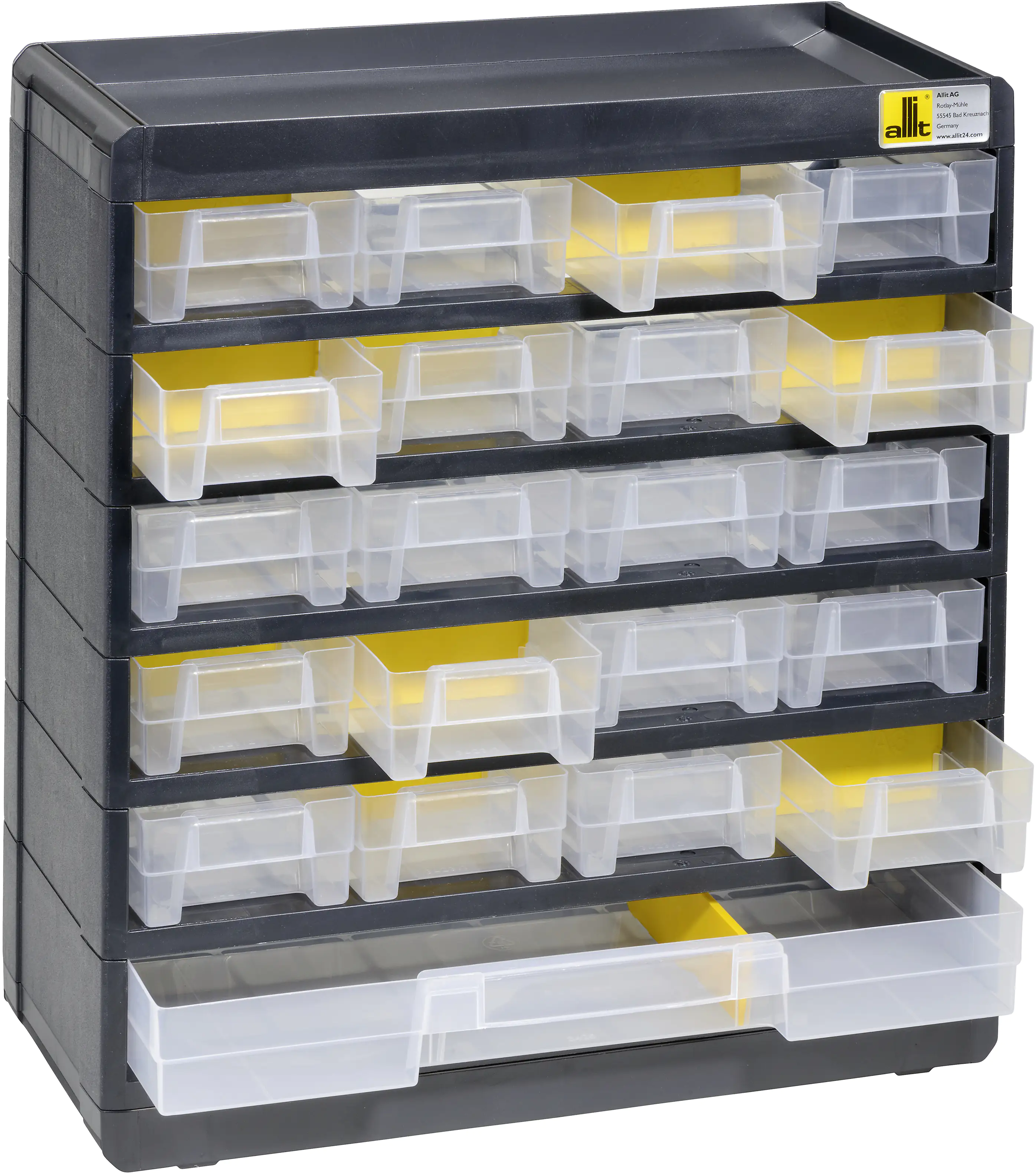 4005187580907_1585503 Allit Kleinteilemagazin PP PS VarioPlus Basic 32 21 Schubladen 11 Trenner