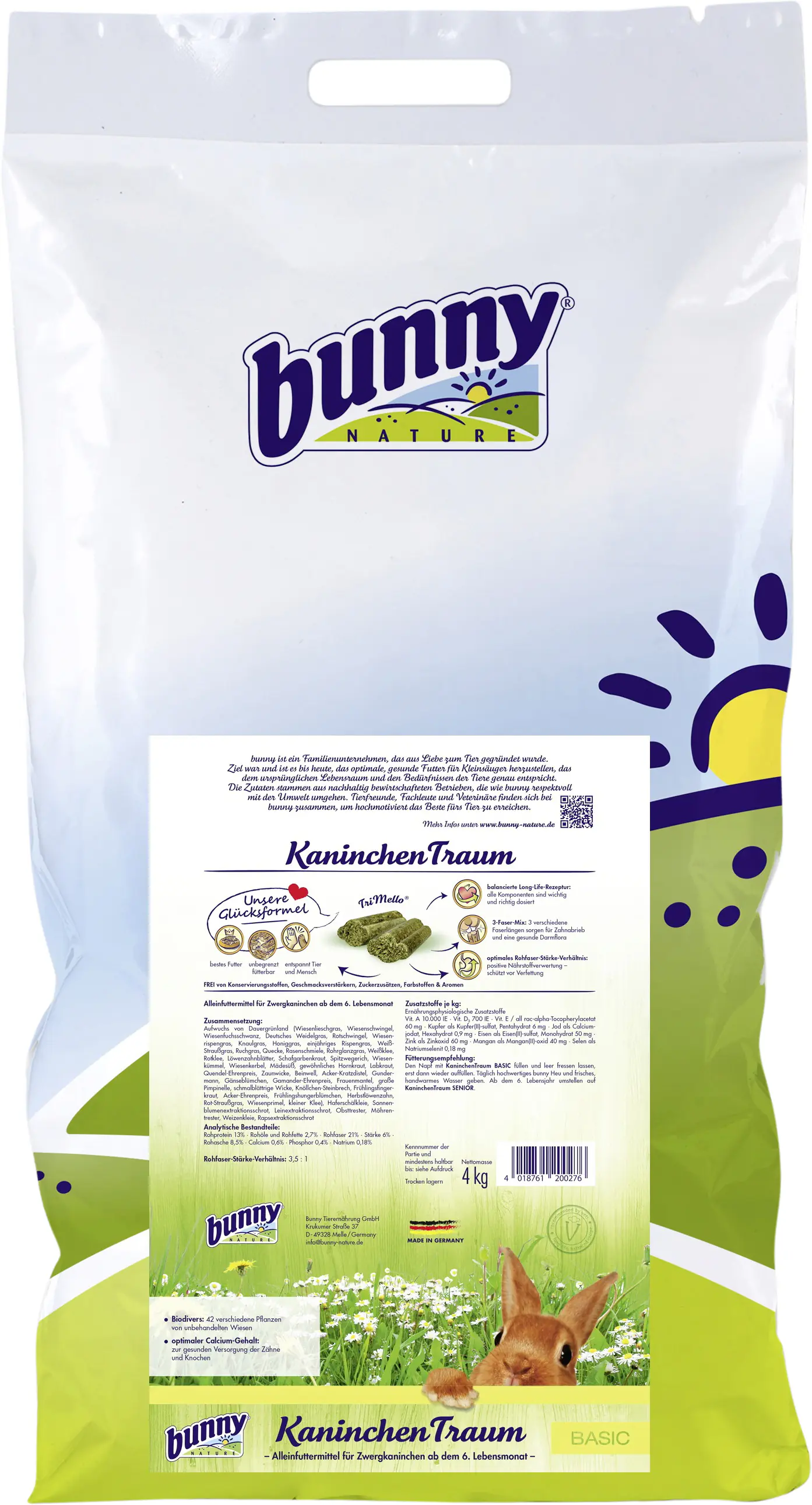 bunny KaninchenTraum BASIC 4kg für Zwergkaninchen ab dem 6. Lebensmonat