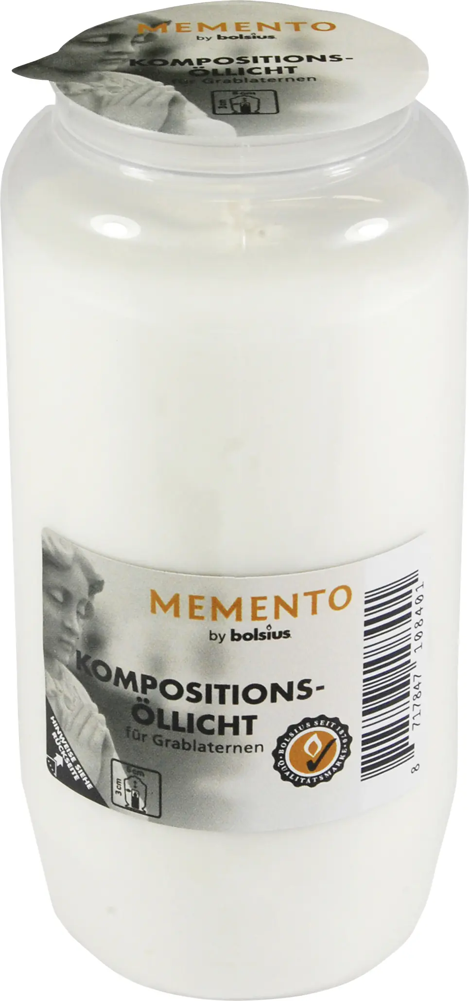 Bolsius Kompositions-Öllicht Nr. 7 weiß, Höhe 14,1 cm, Ø 6,7 cm