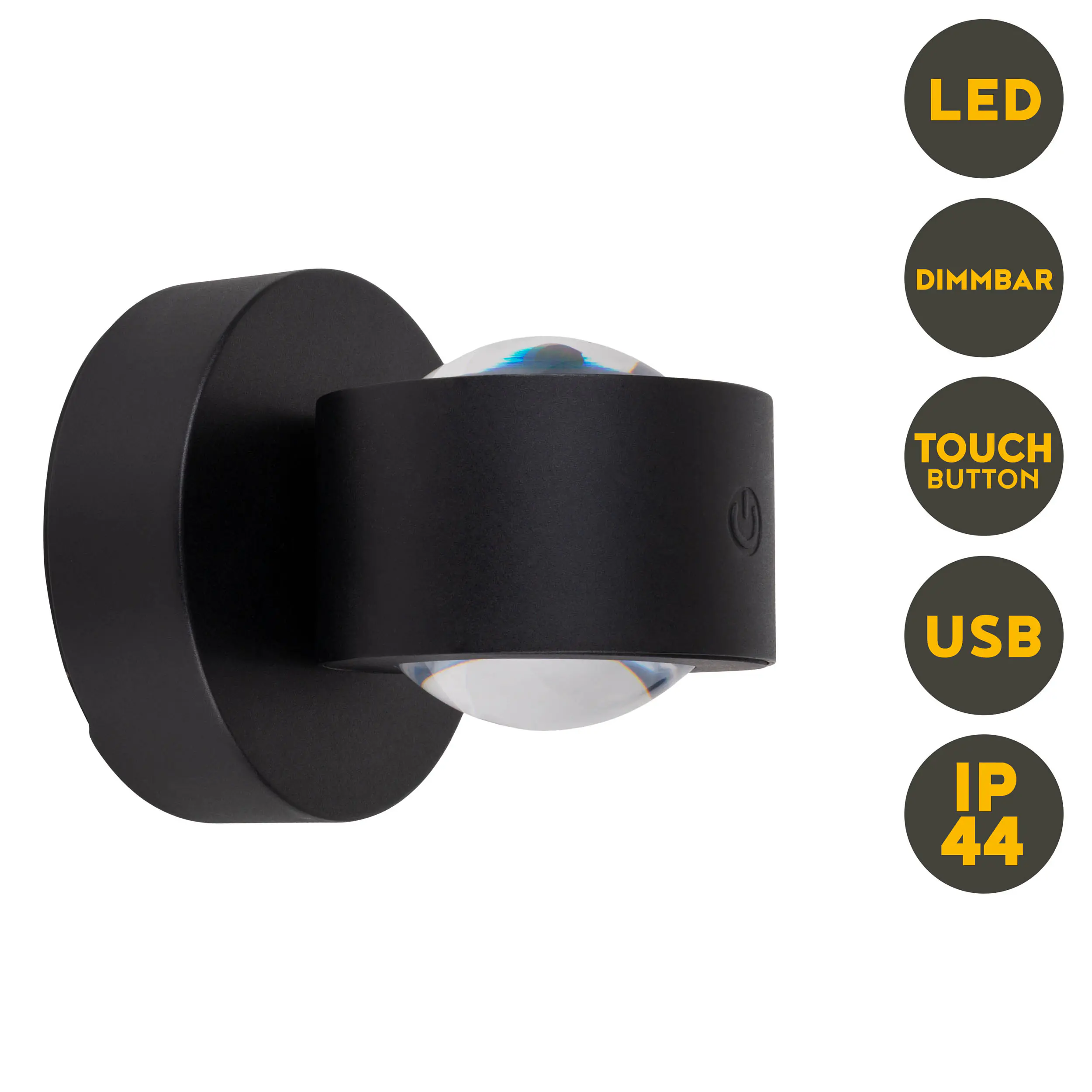 Light & More LED Akku-/Außenwandleuchte Clear 2 Watt schwarz dimmbar