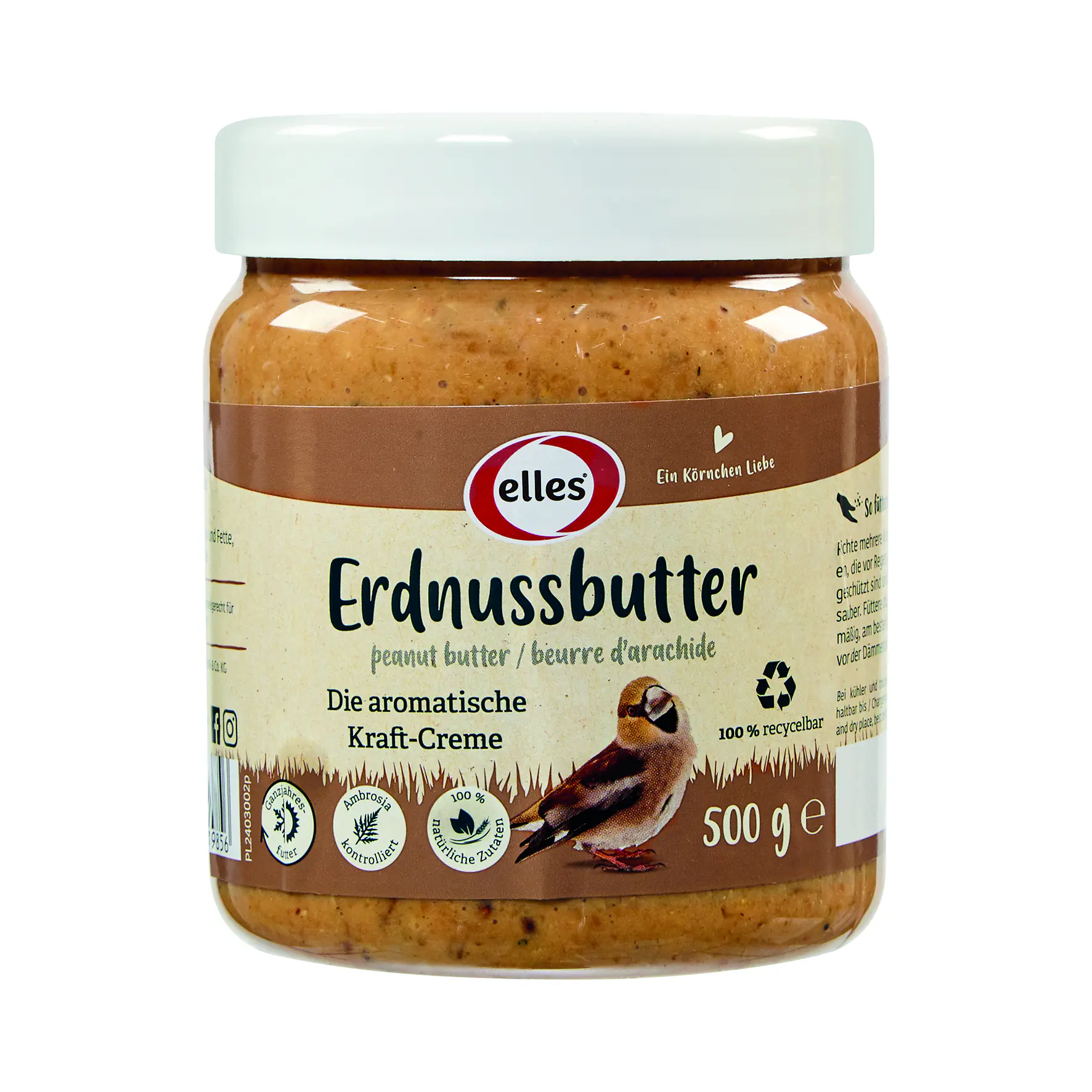 Elles Wildvogelfutter Erdnussbutter 500 g