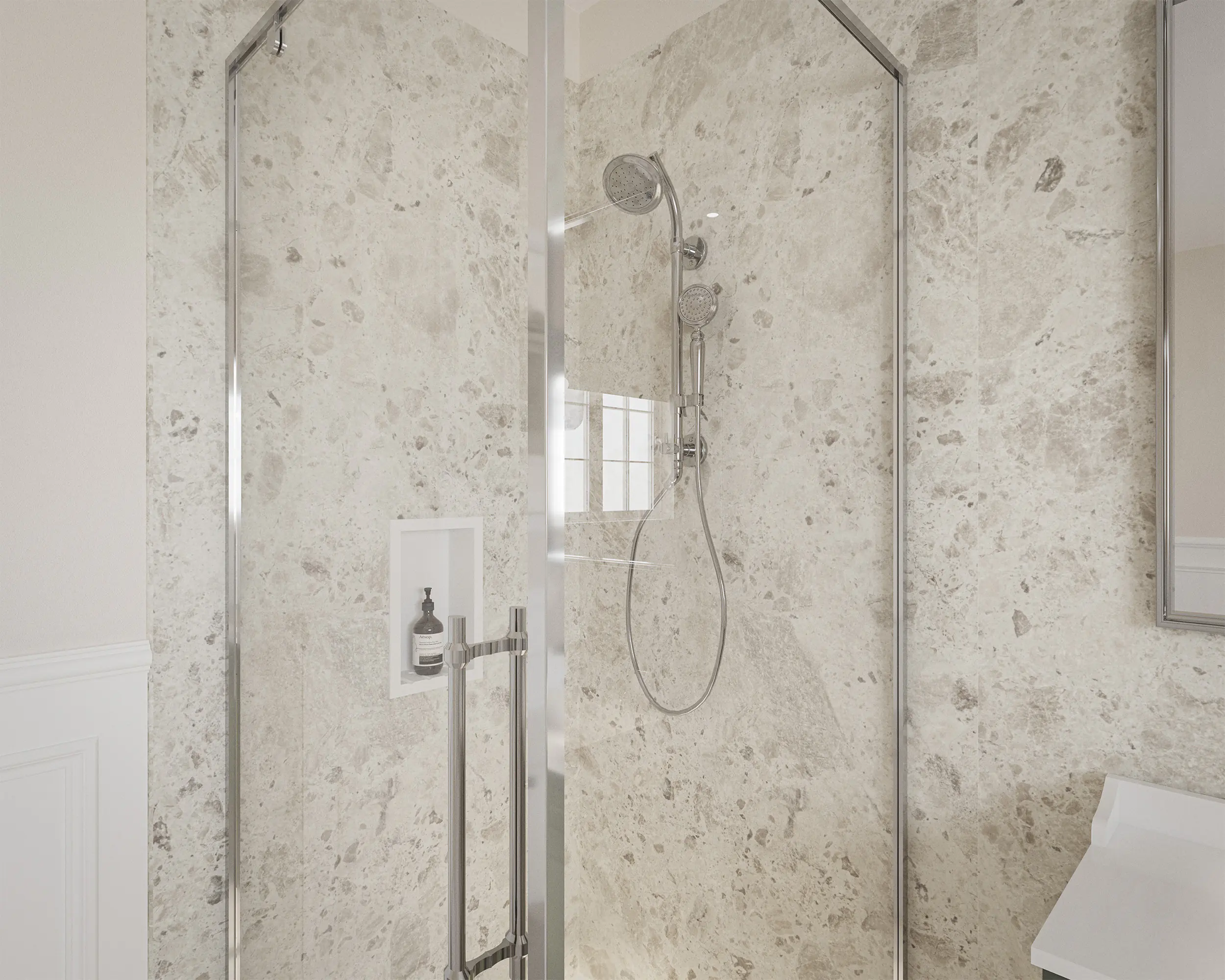 Wetwall Elite Wandpaneel  Terrazzo Rock 60 x 242 cm mit Nut & Feder