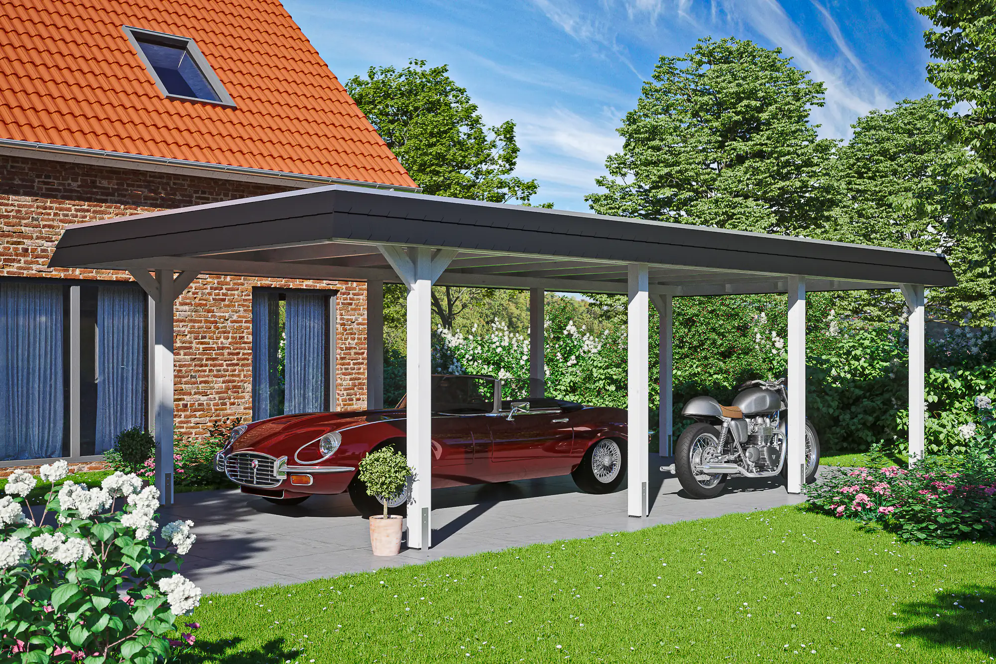 SKAN HOLZ Carport Wendland 409 x 870 cm mit EPDM-Dach