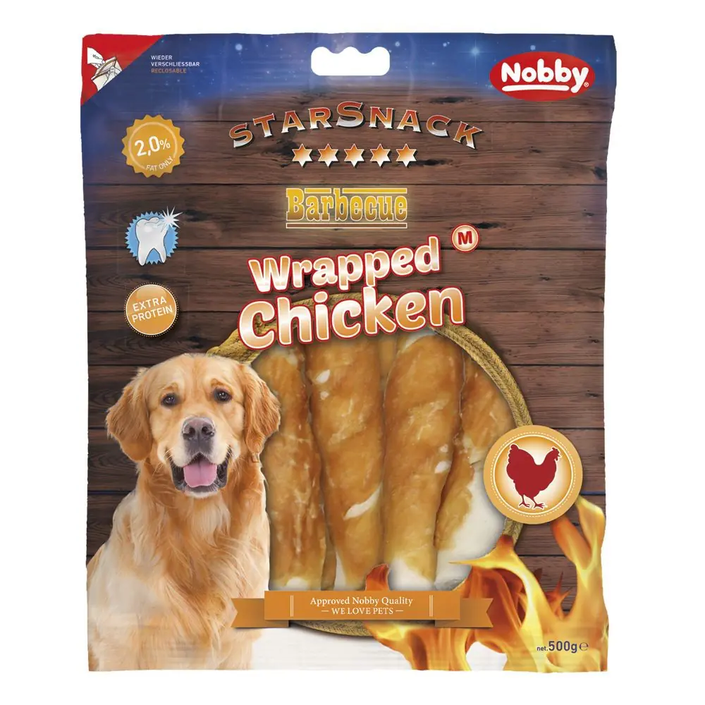 Nobby Hundesnack Adult Kauknochen StarSnack 500 g BBQ Wrapped Chicken