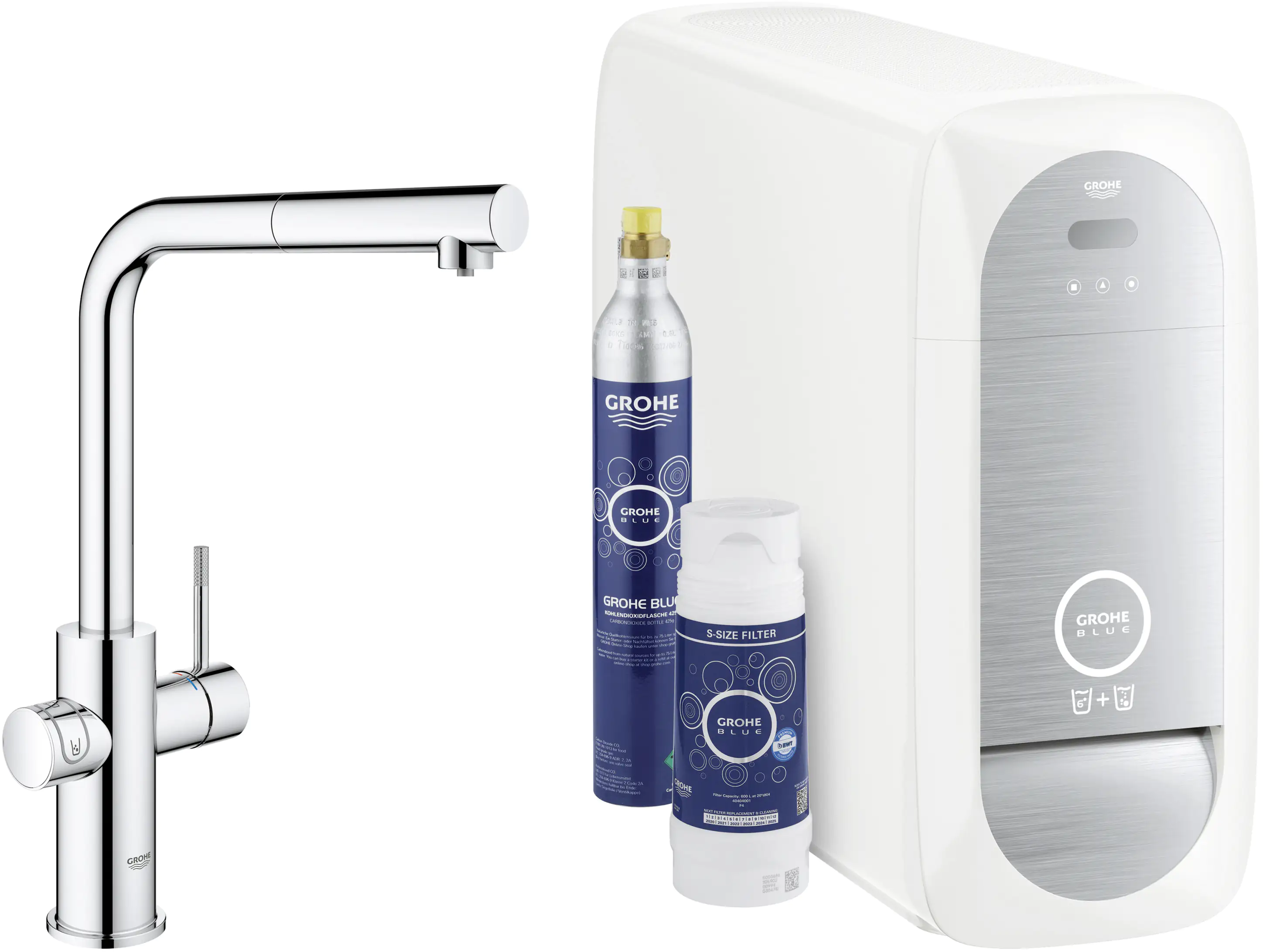 Grohe Blue Home L-Auslauf Starter Kit mit herausziehbarem Mousseurauslauf chrom Grohe Blue Home L-Auslauf Starter Kit mit herausziehbarem Mousseurauslauf chrom