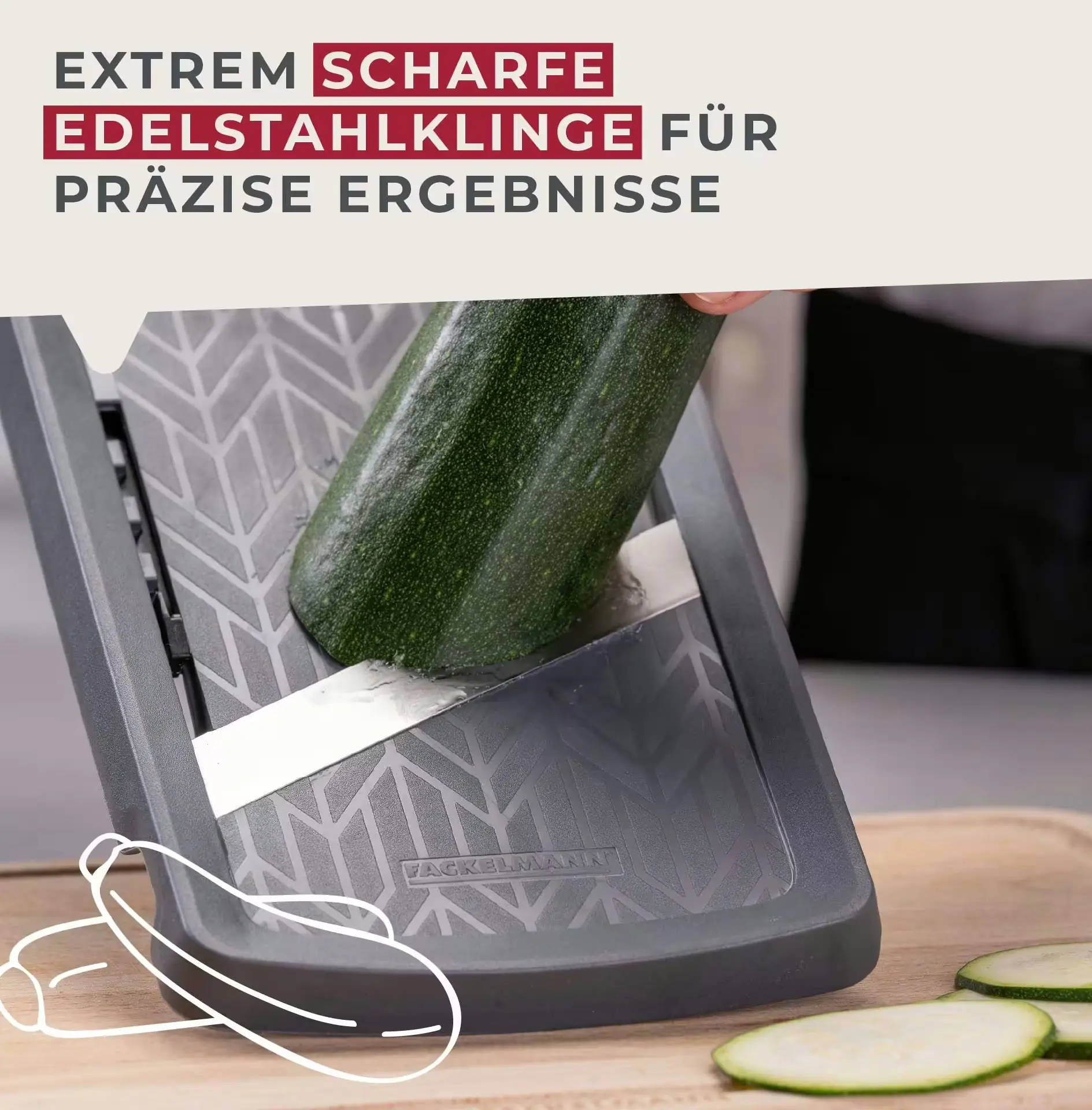 Fackelmann Gemüsehobel mit Restehalter aschgrau