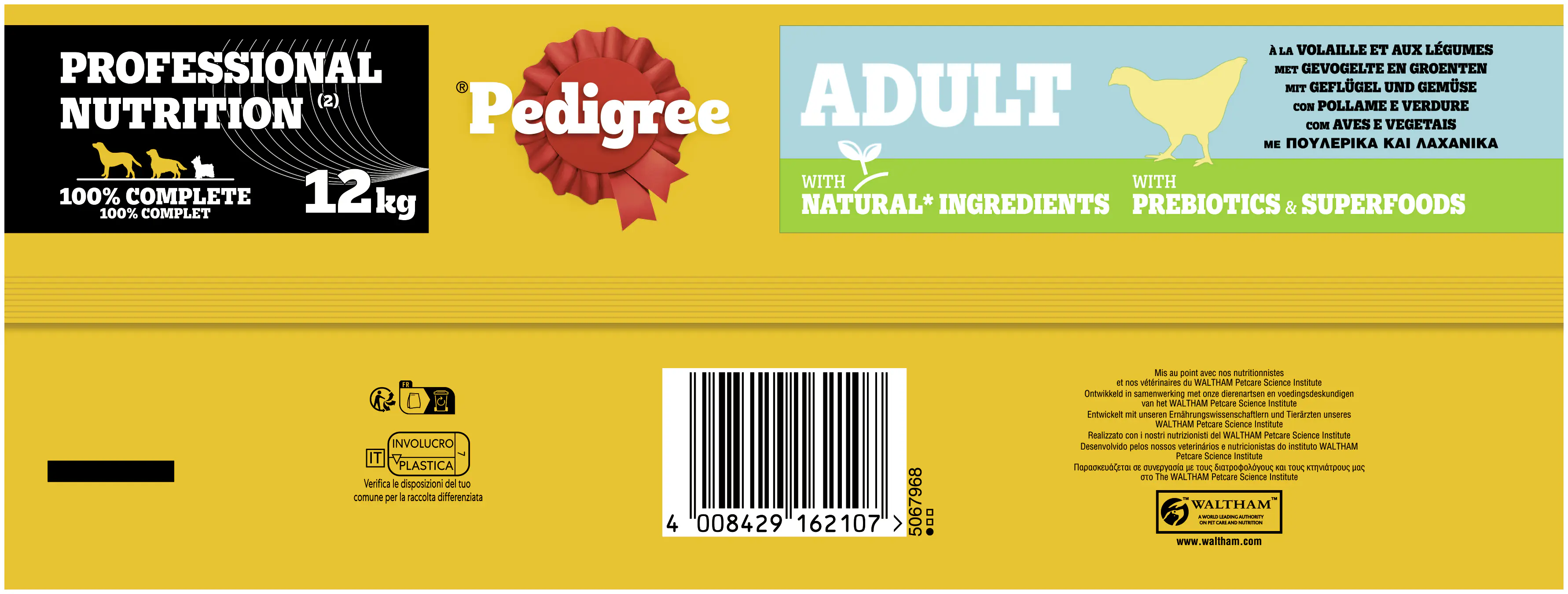 Pedigree Professional Nutrition Hundetrockenfutter Adult 12 kg Geflügel & Gemüse