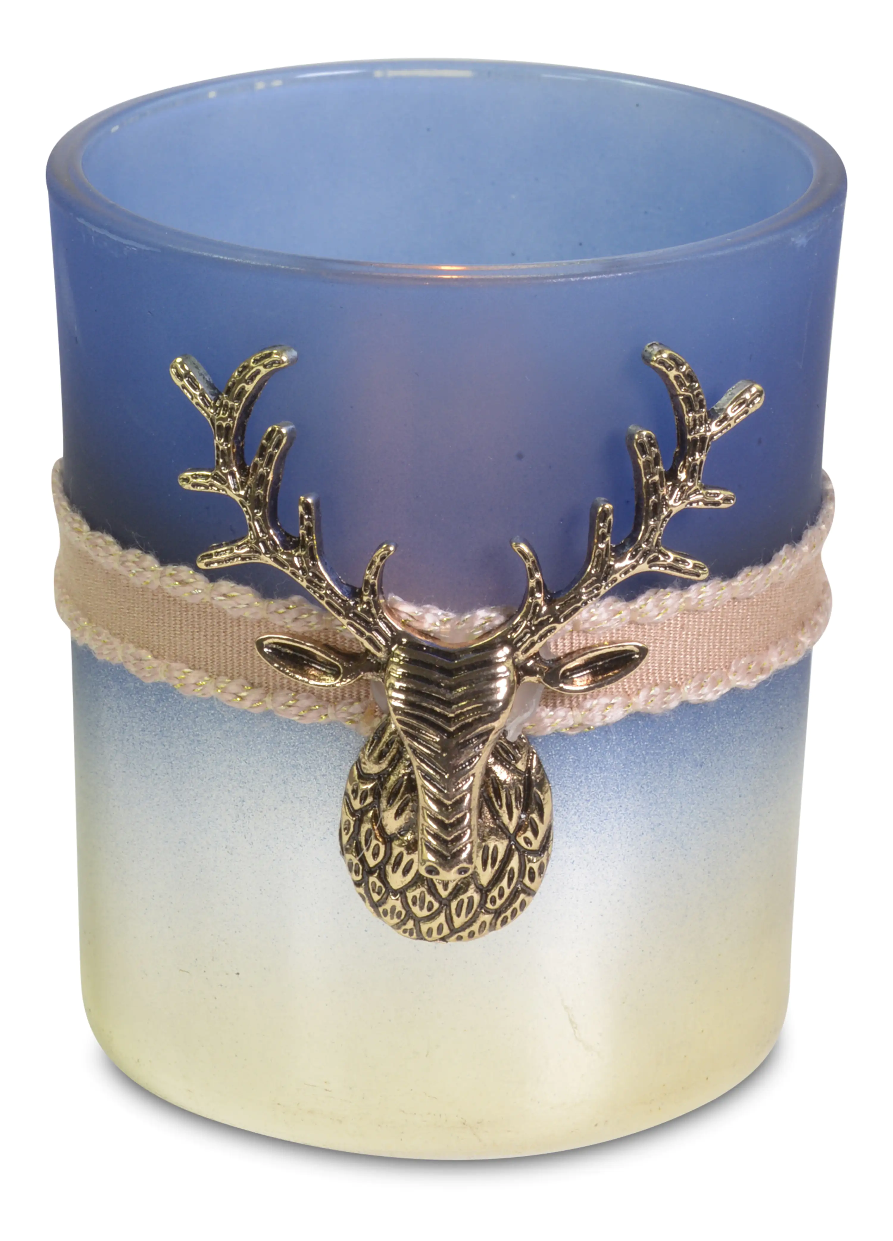 Riffelmacher Windlicht aus Glas mit Hirschkopf 7 x 8,3 cm