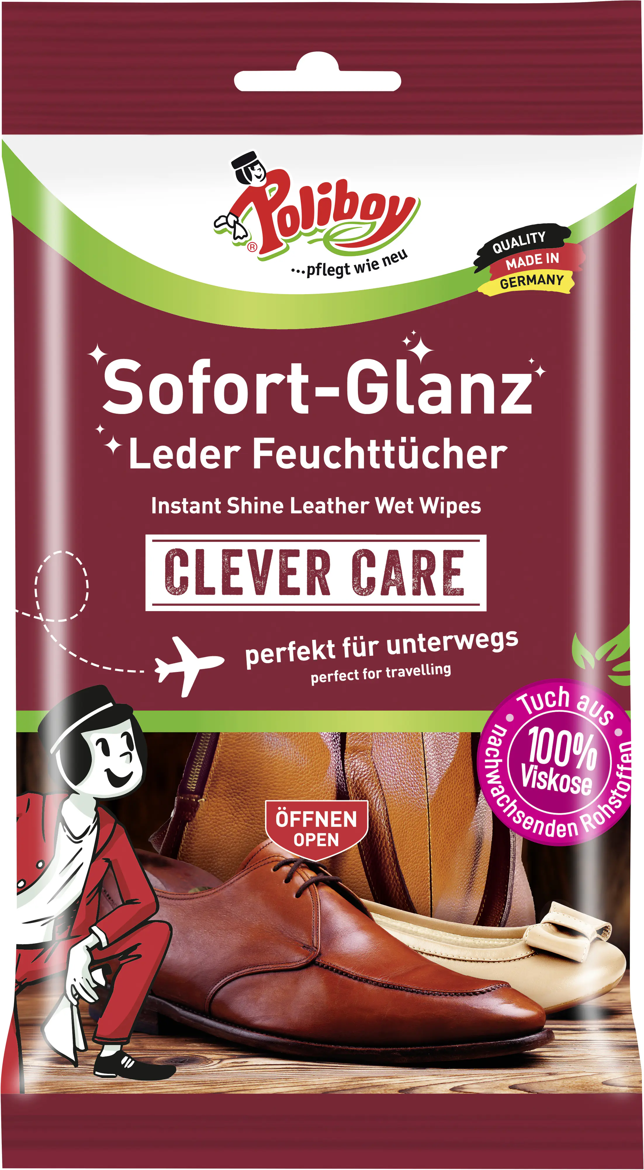 Poliboy Schuh-Pflege Feuchttücher 10 Stück