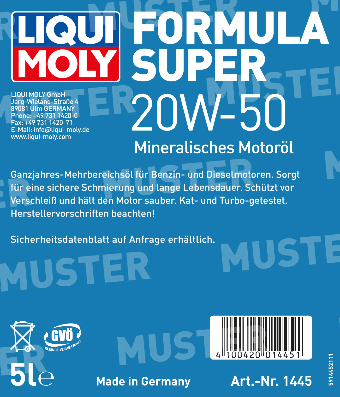 Liqui Moly Motoröl Formula Super 20W-50 5 L Liqui Moly Motoröl Formula Super 20W-50 5 L