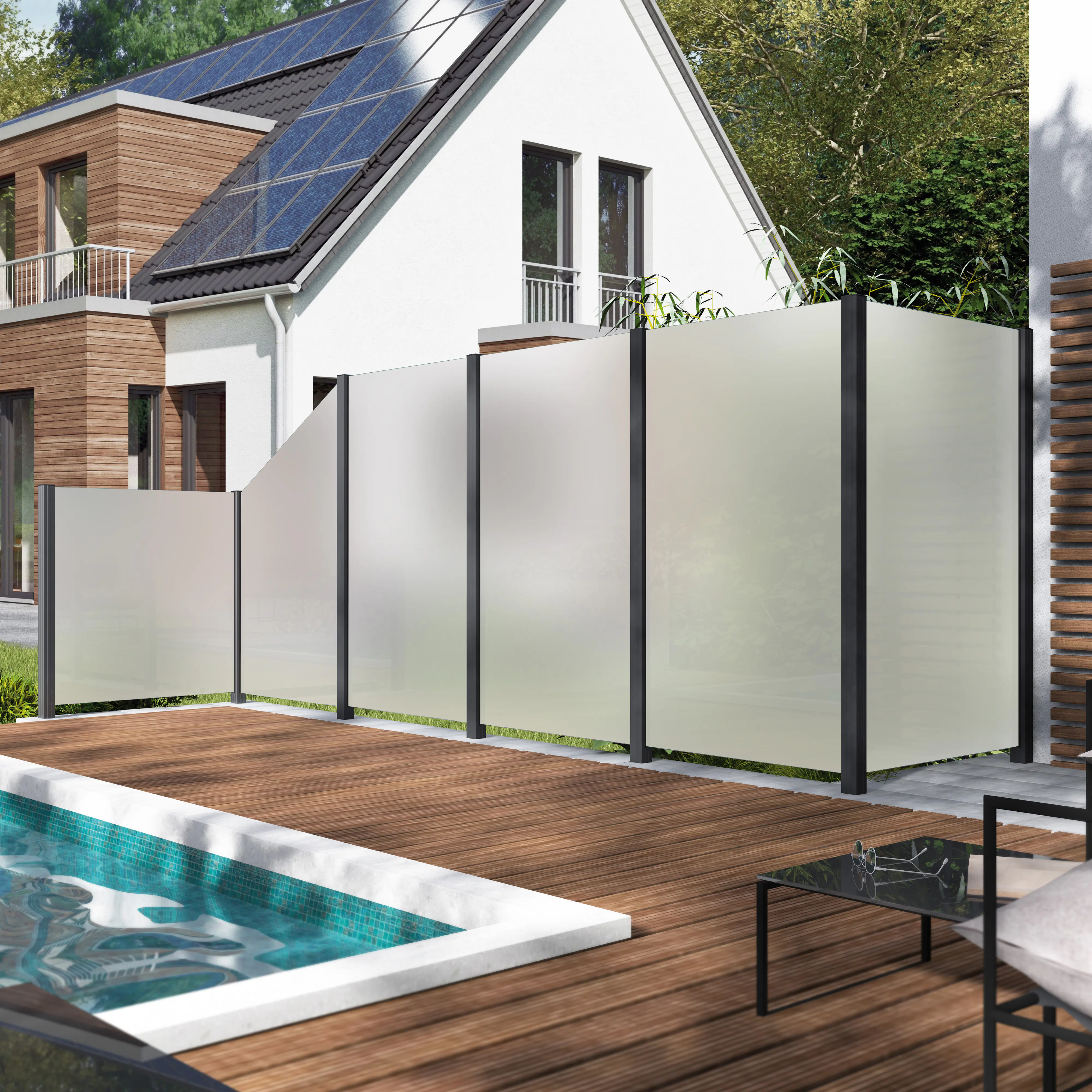 Ambiente Glaszaun Erweiterungsset Klarglas mit Siebdruck 187 x 107,2 cm anthrazit Ambiente Glaszaun Erweiterungsset Klarglas mit Siebdruck 187 x 107,2 cm anthrazit