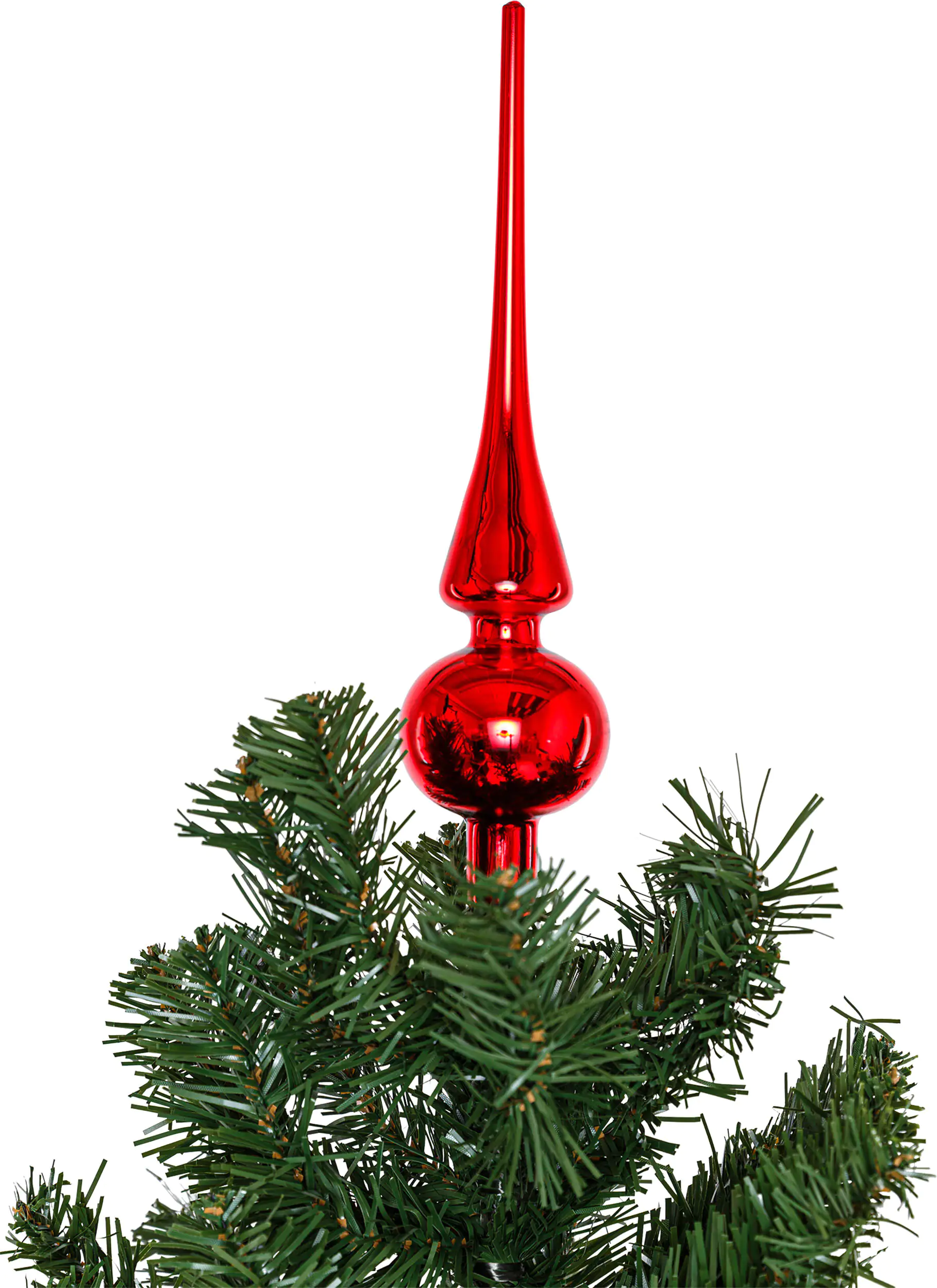 2076601538295_03 TrendLine Christbaumspitze aus Glas 26 cm rot glänzend