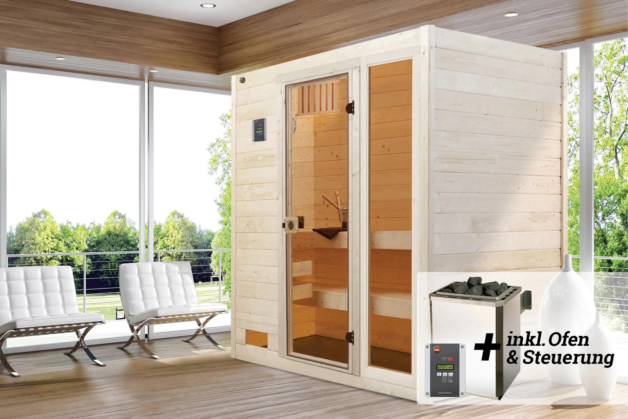 Weka Massivholz-Sauna Valida Gr. 2 Sparset 7,5 kW OS