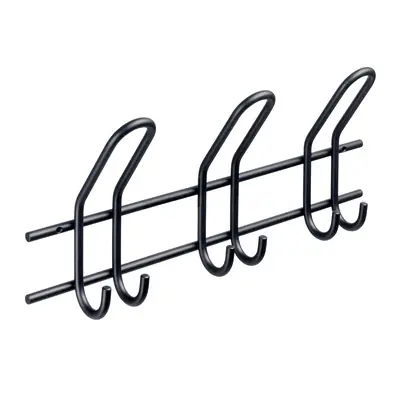 Hettich Garderobenleiste Stahl 3-reihig 16,5 x 43 cm schwarz