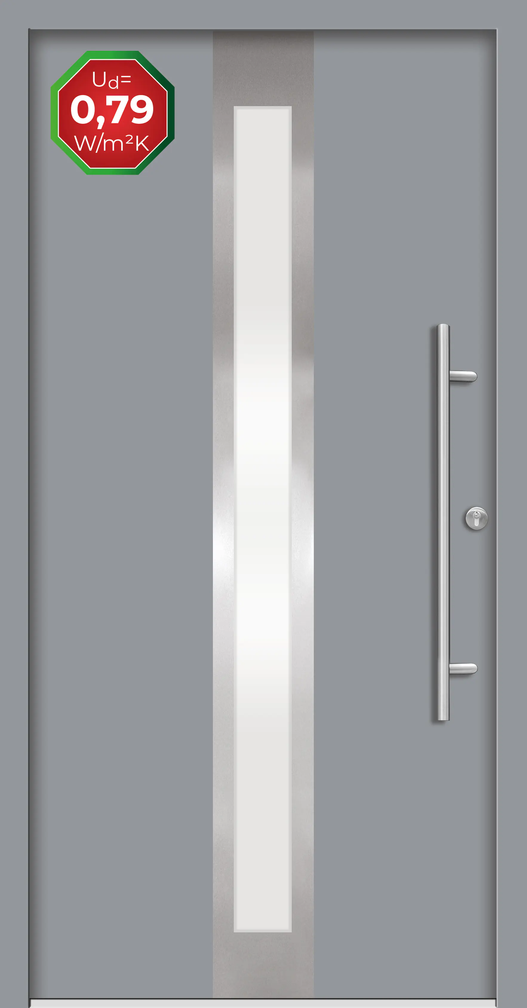Splendoor Haustür Passivedoor Premium B01 Grau DIN Rechts 100 x 210 cm
