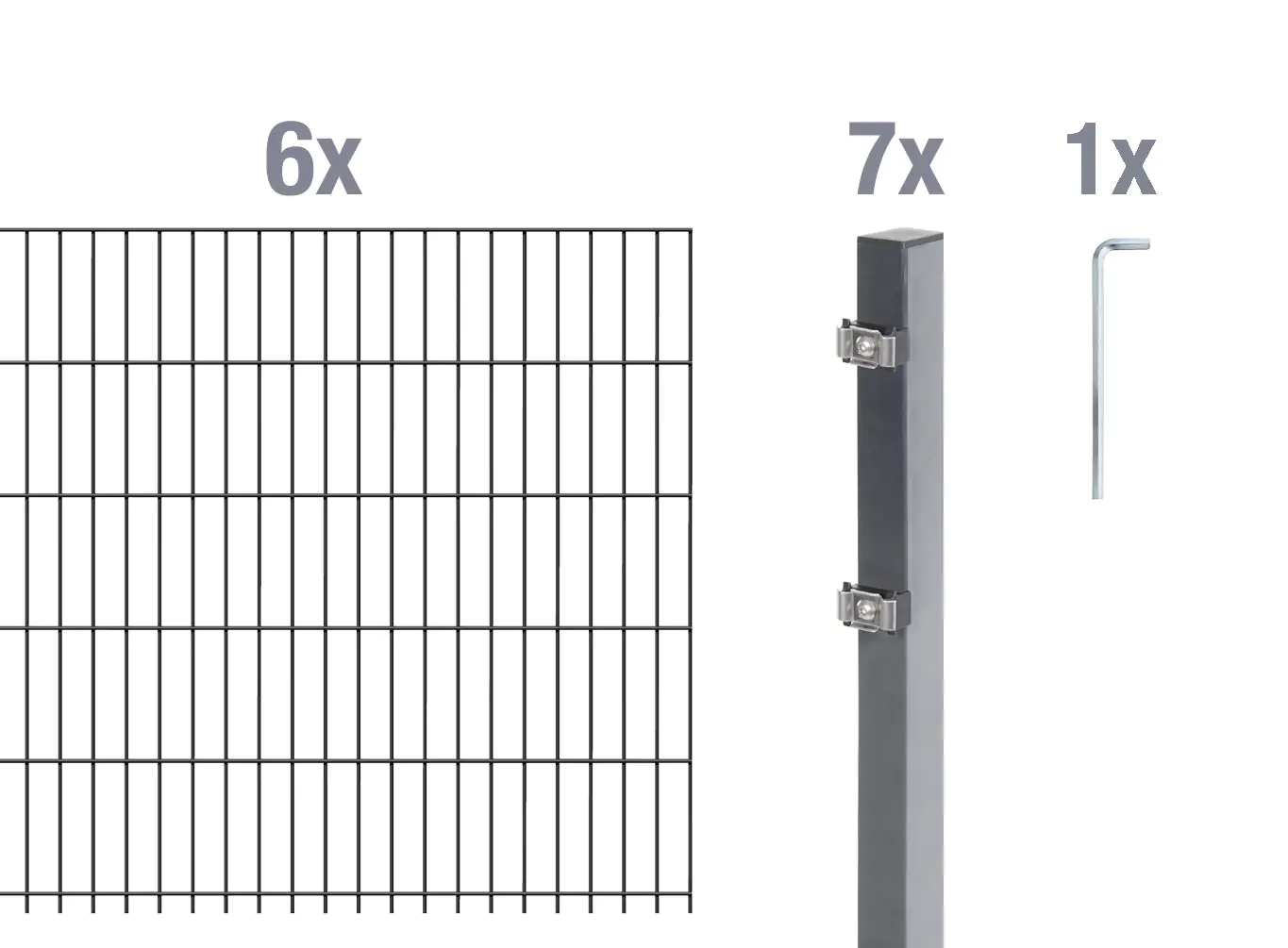 Alberts Doppelstabmatten-Grundset 12 m 200 x 120 cm 6/5/6 anthrazit Alberts Doppelstabmatten-Grundset 12 m 200 x 120 cm 6/5/6 anthrazit