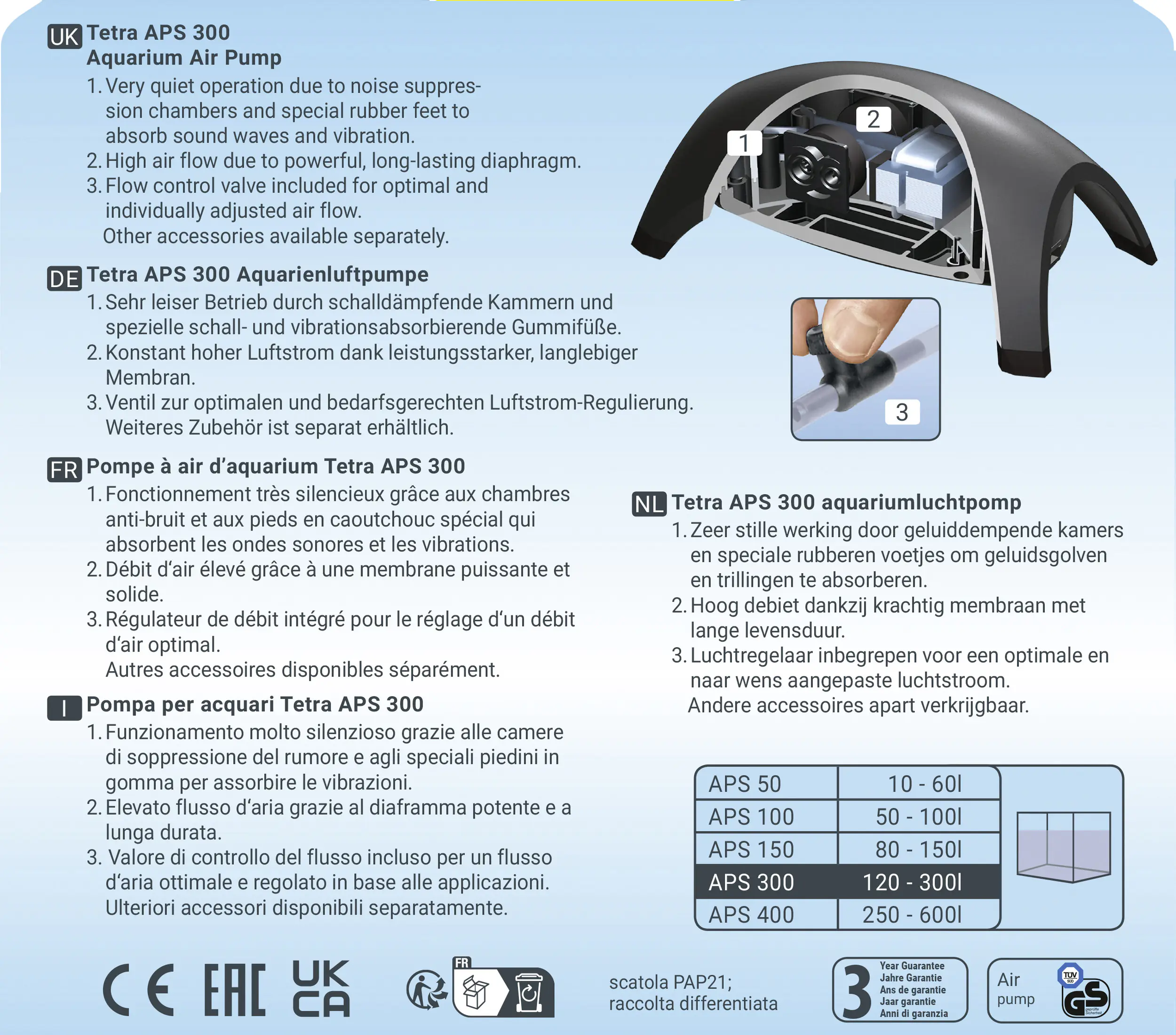 Tetra Aquarienluftpumpe APS 300 Edition Black