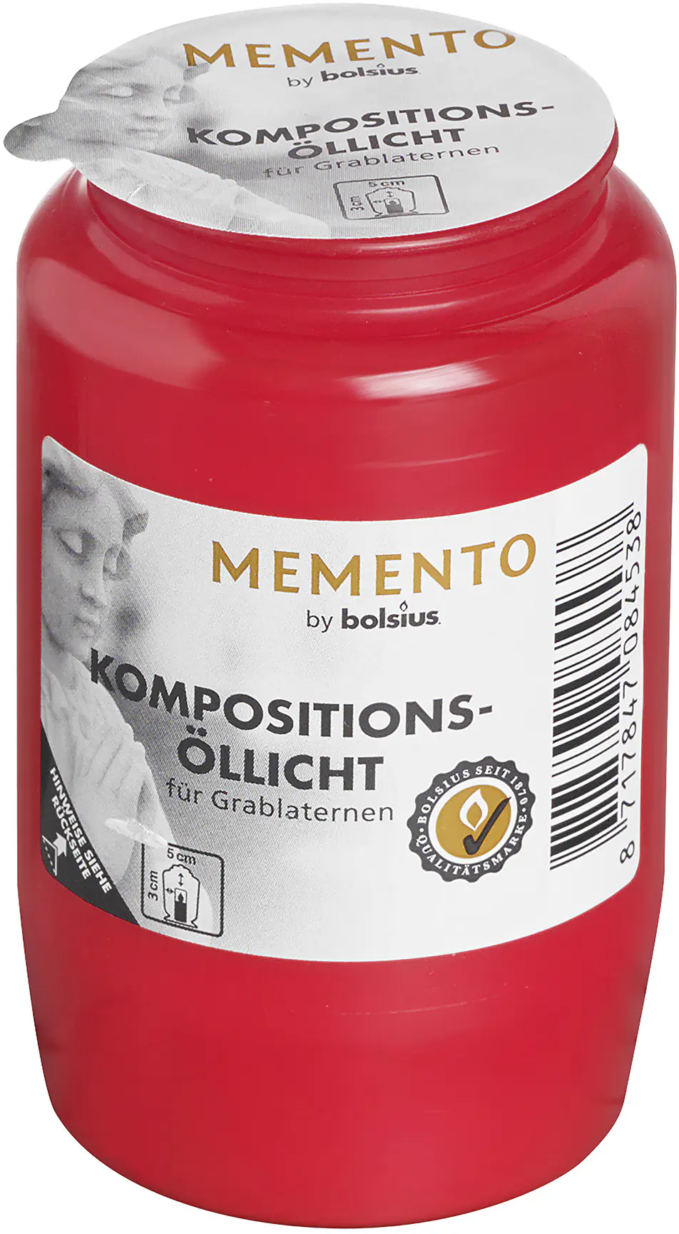 Bolsius Kompositions-Öllicht Nr. 3 rot, Höhe 9,5 cm, Ø 5,7 cm