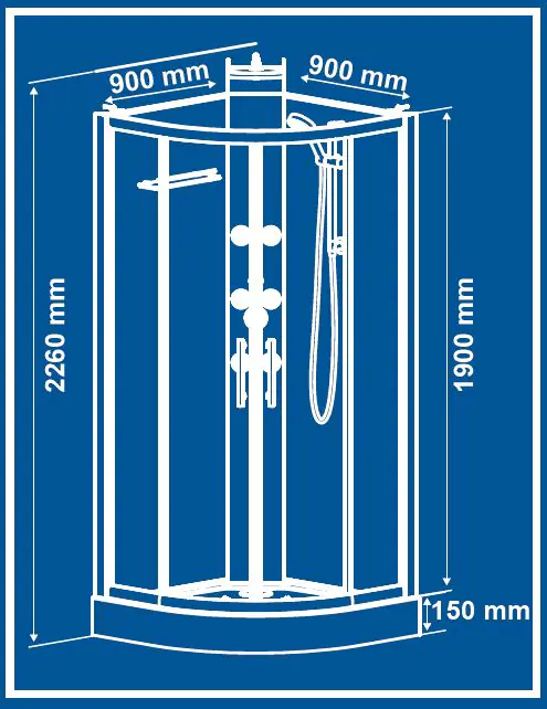 TrendLine Komplettdusche 90 x 90 x 226 cm Easy Fix New chrom