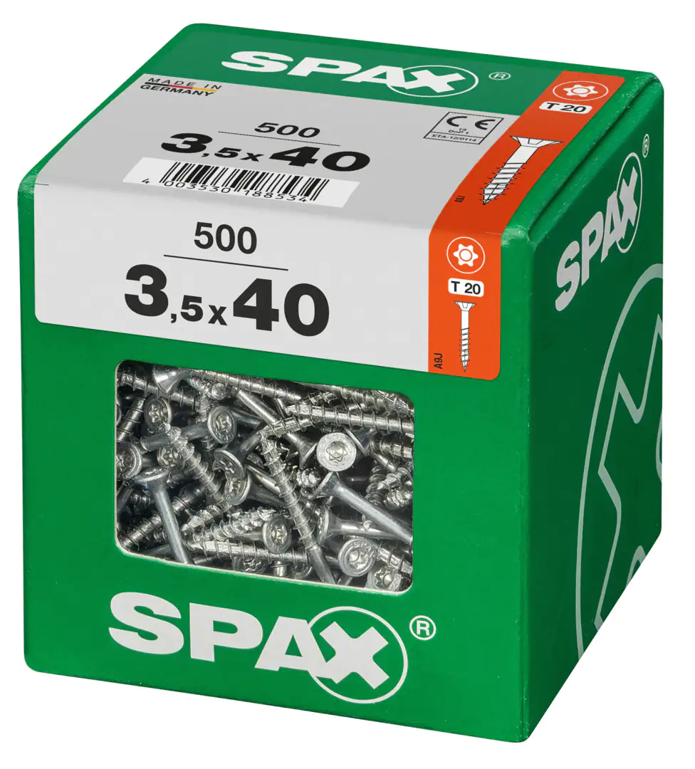 Spax Universalschrauben 3.5 x 40 mm TX 20 - 500 Stk. Spax Universalschrauben 3.5 x 40 mm TX 20 - 500 Stk.