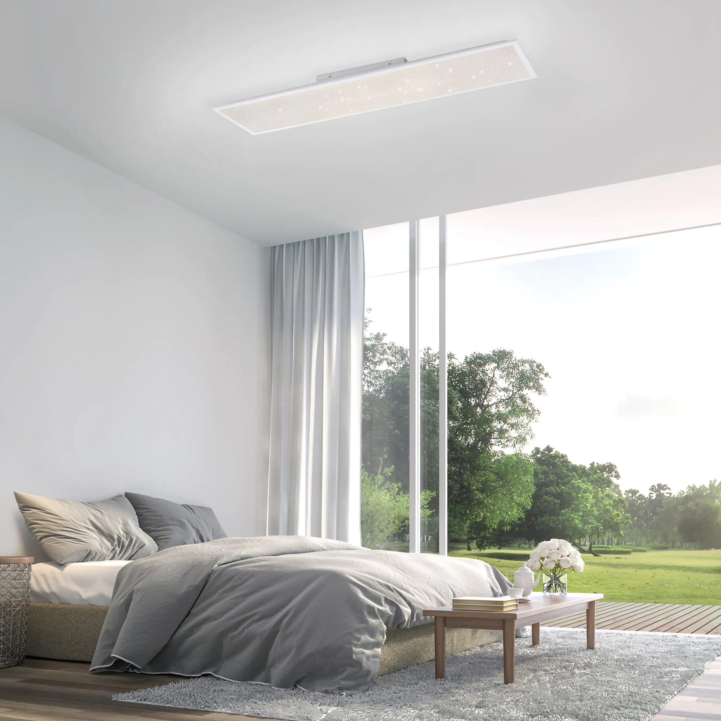 JustLight LED Deckenleuchte Starryflat weiß 119,5 x 29,5 cm dimmbar