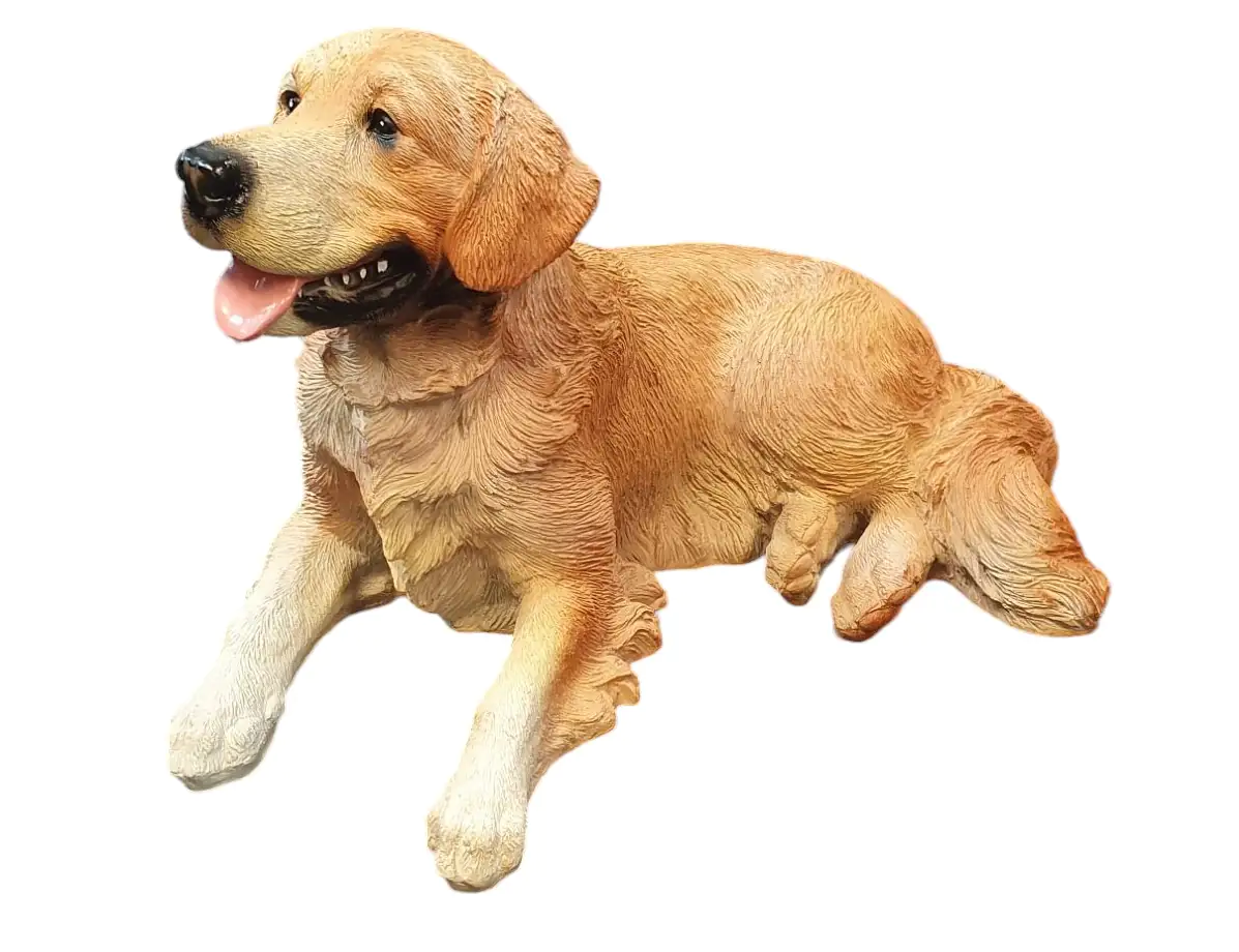 Figur Retriever liegend Polyresin 36x 45 x 52 cm beige