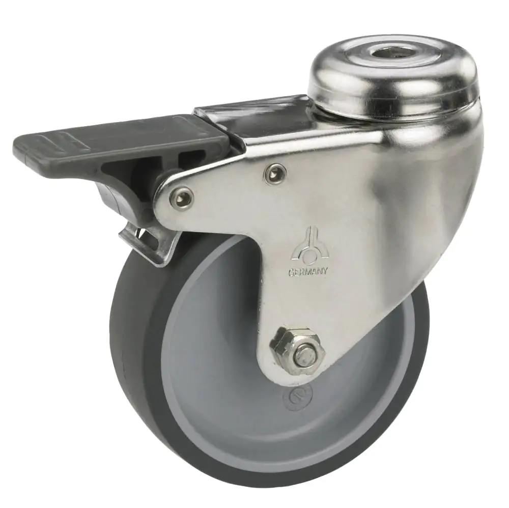 Lenkrolle mit Rückenloch und Totalfeststeller 50 x 18 mm, Tragkr. 40 kg