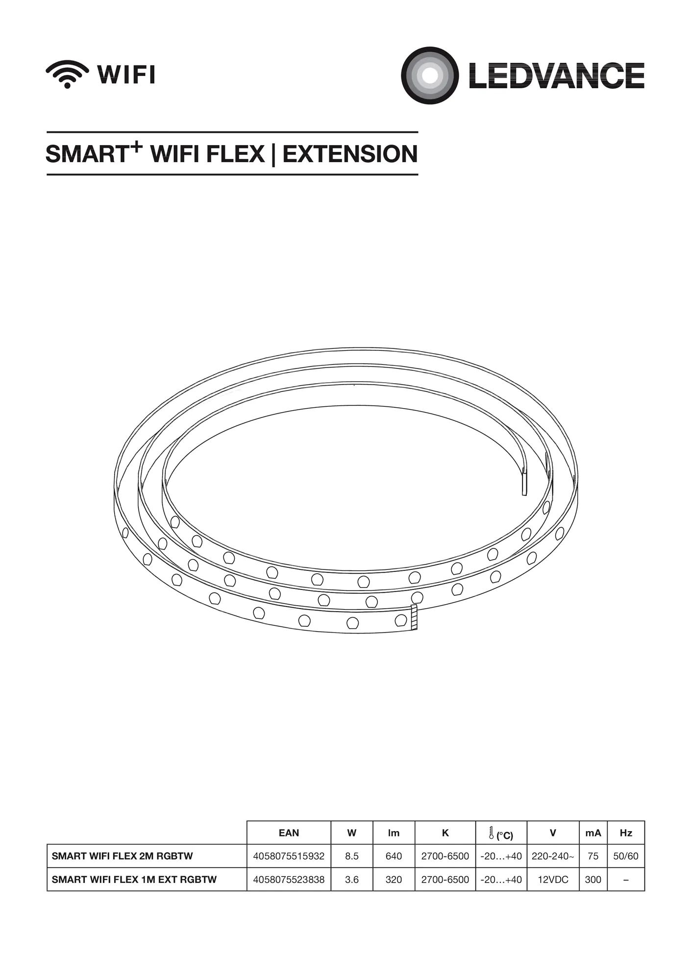 Ledvance Smart+WiFi LED Lichtband Flex transparent 1m 3,6 W RGBW