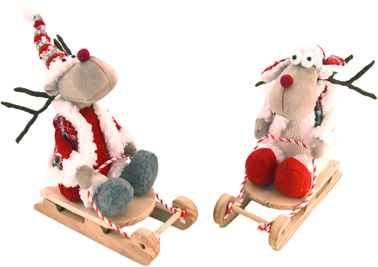 Lensing Stoff Rentier auf Schlitten 30 cm