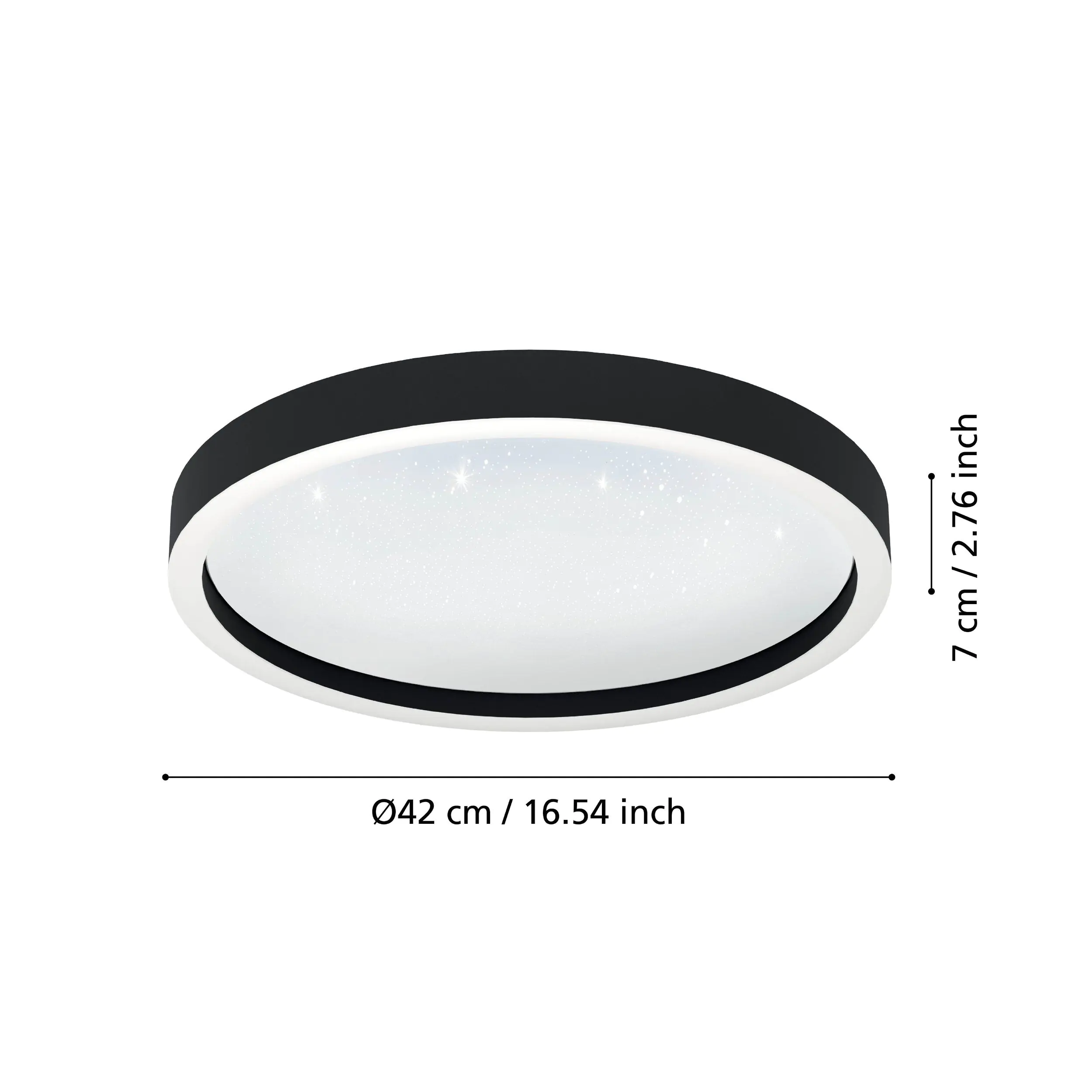 Eglo Connect LED Deckenleuchte Montemorelos-Z schwarz Ø 42 cm mit Kristalleffekt