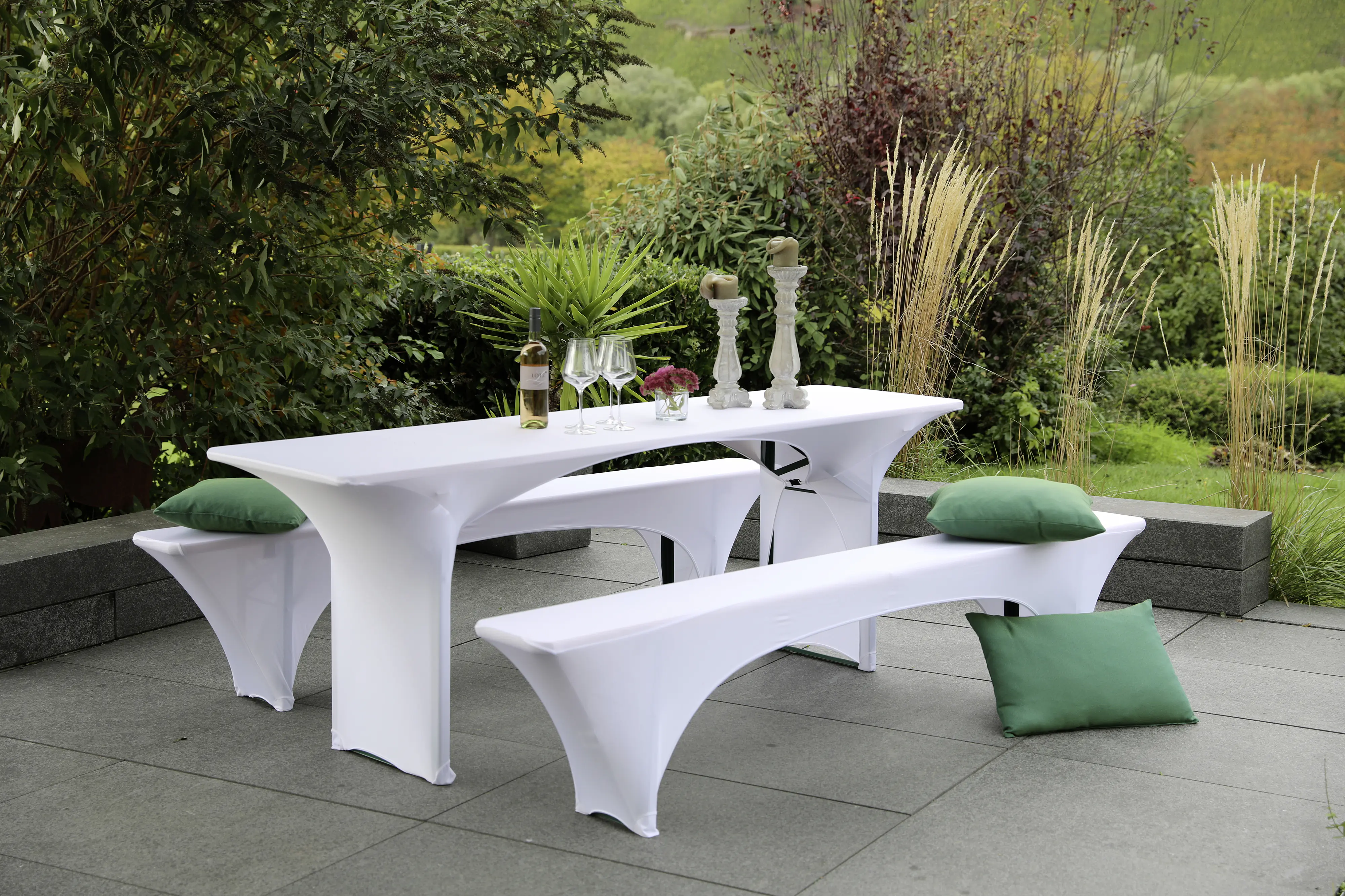 GO-DE Bierzeltgarnitur-Spannhussen 50cm 50 cm x 220 cm x 70 cm, weiß