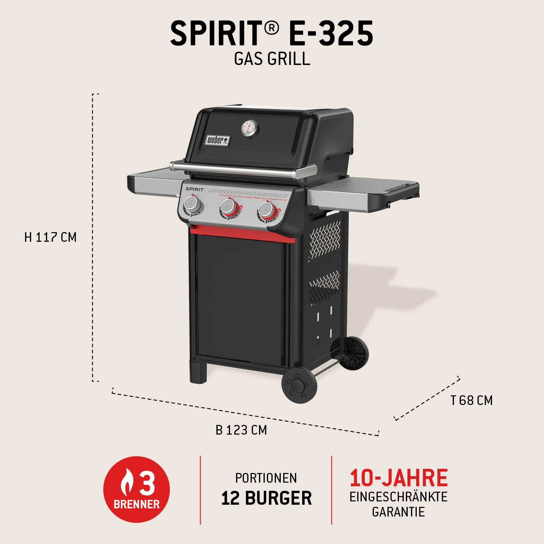 Weber Gasgrill Weber Spirit E-325 GBS Grillfläche: 52 x 45 cm