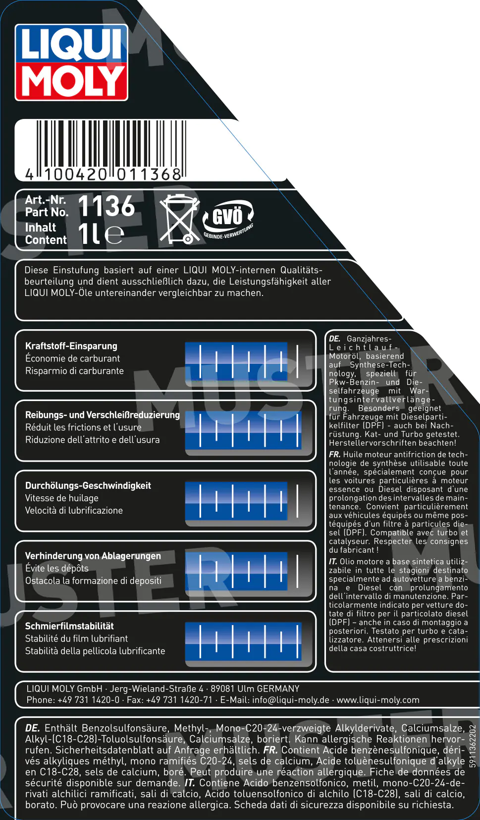 Liqui Moly Motoröl Longtime High Tech SAE 5W-30 1 L Liqui Moly Motoröl Longtime High Tech SAE 5W-30 1 L