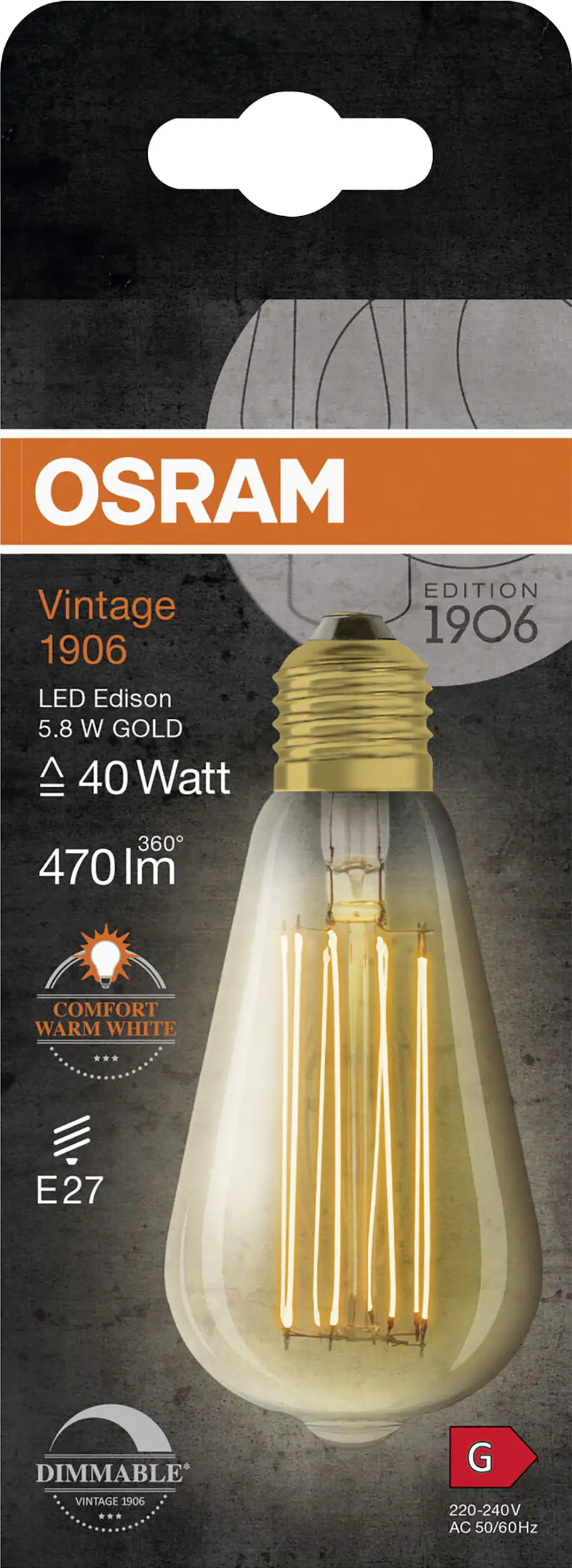 Osram LED Leuchtmittel Edison E27 5,8 W warmweiß amber