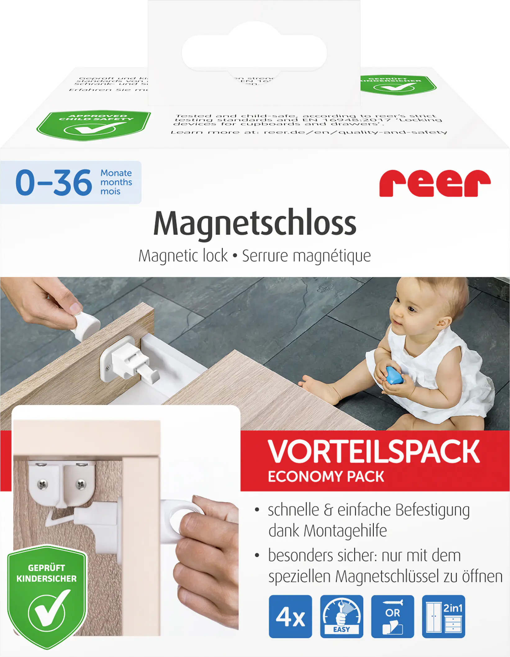 Reer Magnetschloss mit Montagehilfe 4 Stück Reer Magnetschloss mit Montagehilfe 4 Stück
